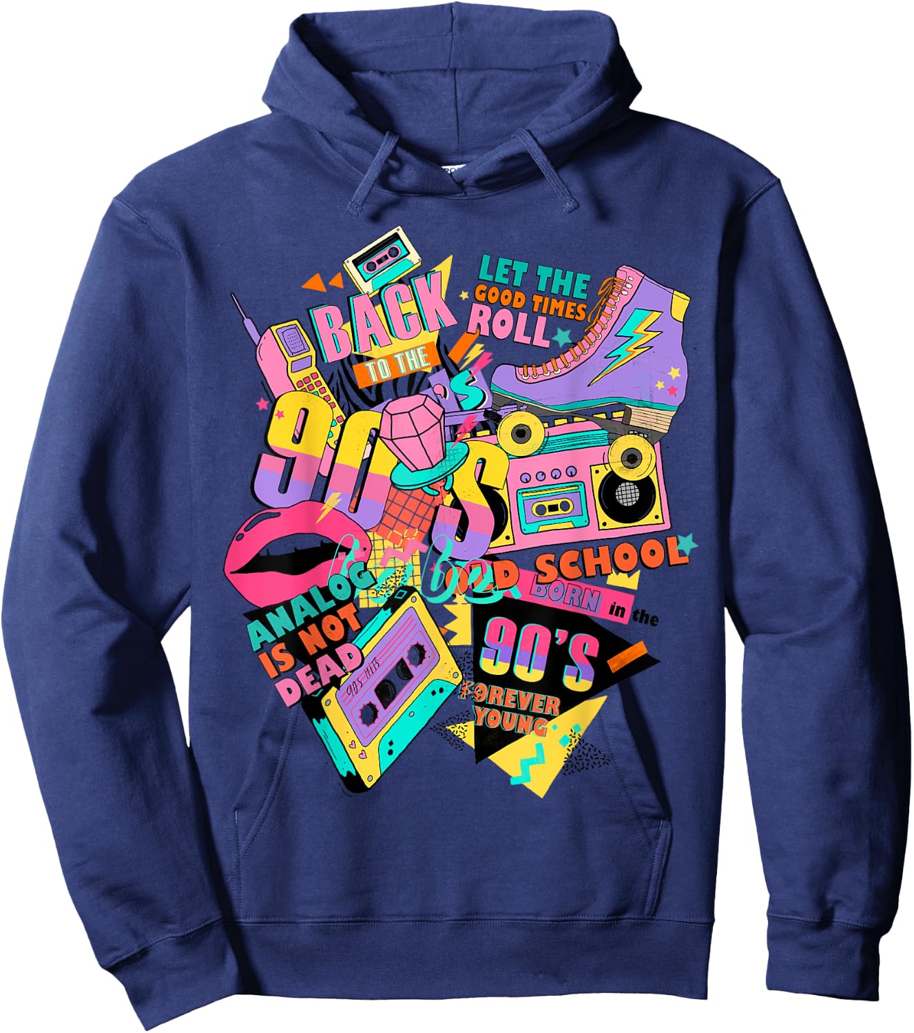 Funny 90s Theme Outfit Vintage Retro 90s Shirt Hoodie - Hoodie | Navy