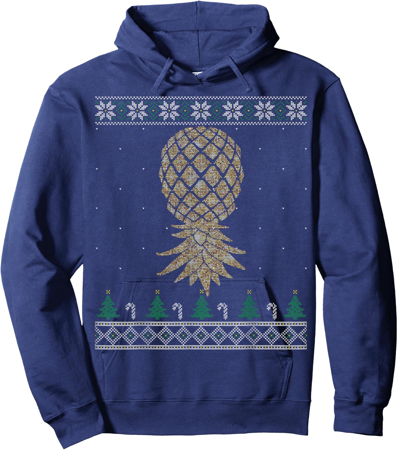Swingers Upside Down Pineapple Party Ugly Christmas Sweater Hoodie - Hoodie | Navy