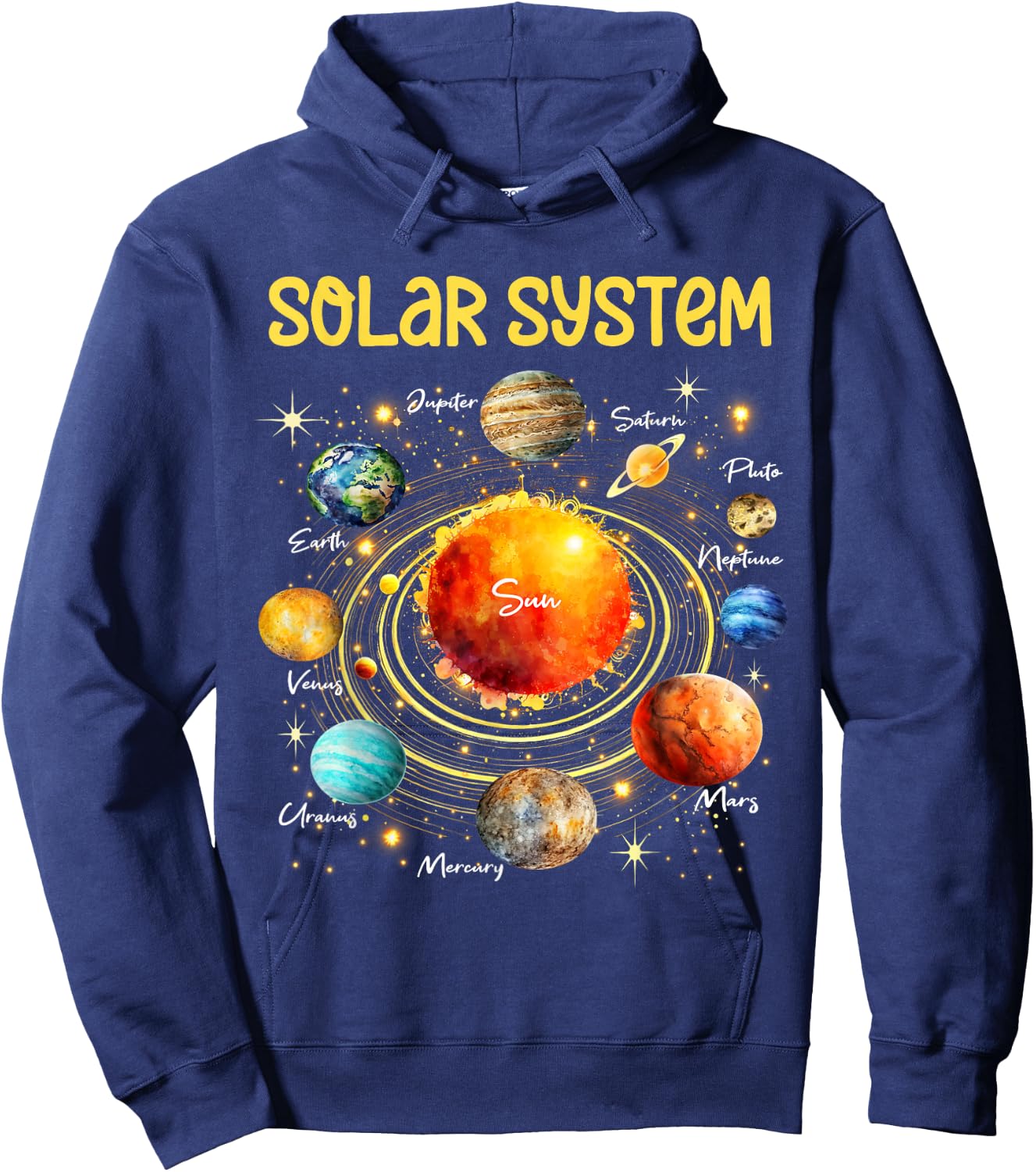 Cute Solar System Planets Science Space STEM Boys Girls Kids Hoodie - Hoodie | Navy