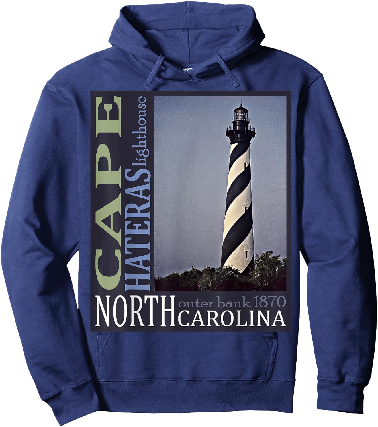 Cape Hatteras Lighthouse Outerbanks North Carolina 1870 Des Hoodie - Hoodie | Navy
