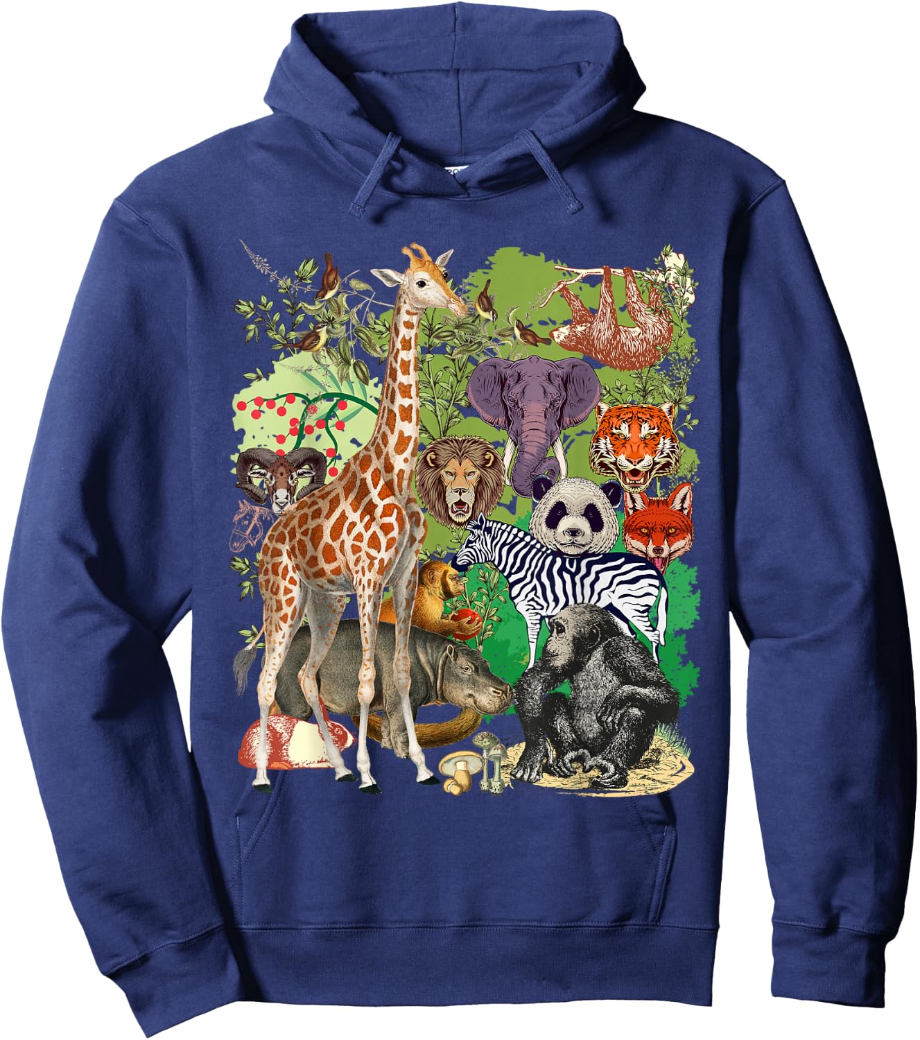 Jungle Animal Wildlife Safari Zoo Theme Forest Wild Animals Hoodie - Hoodie | Navy