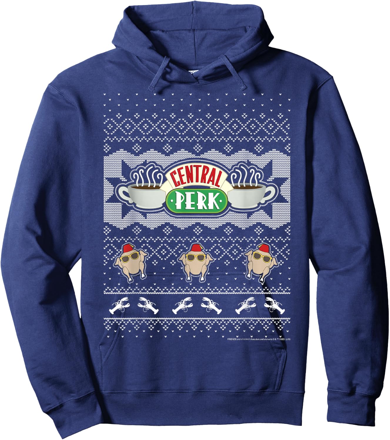 Friends Christmas Central Perk Ugly Sweater Style Hoodie - Hoodie | Navy