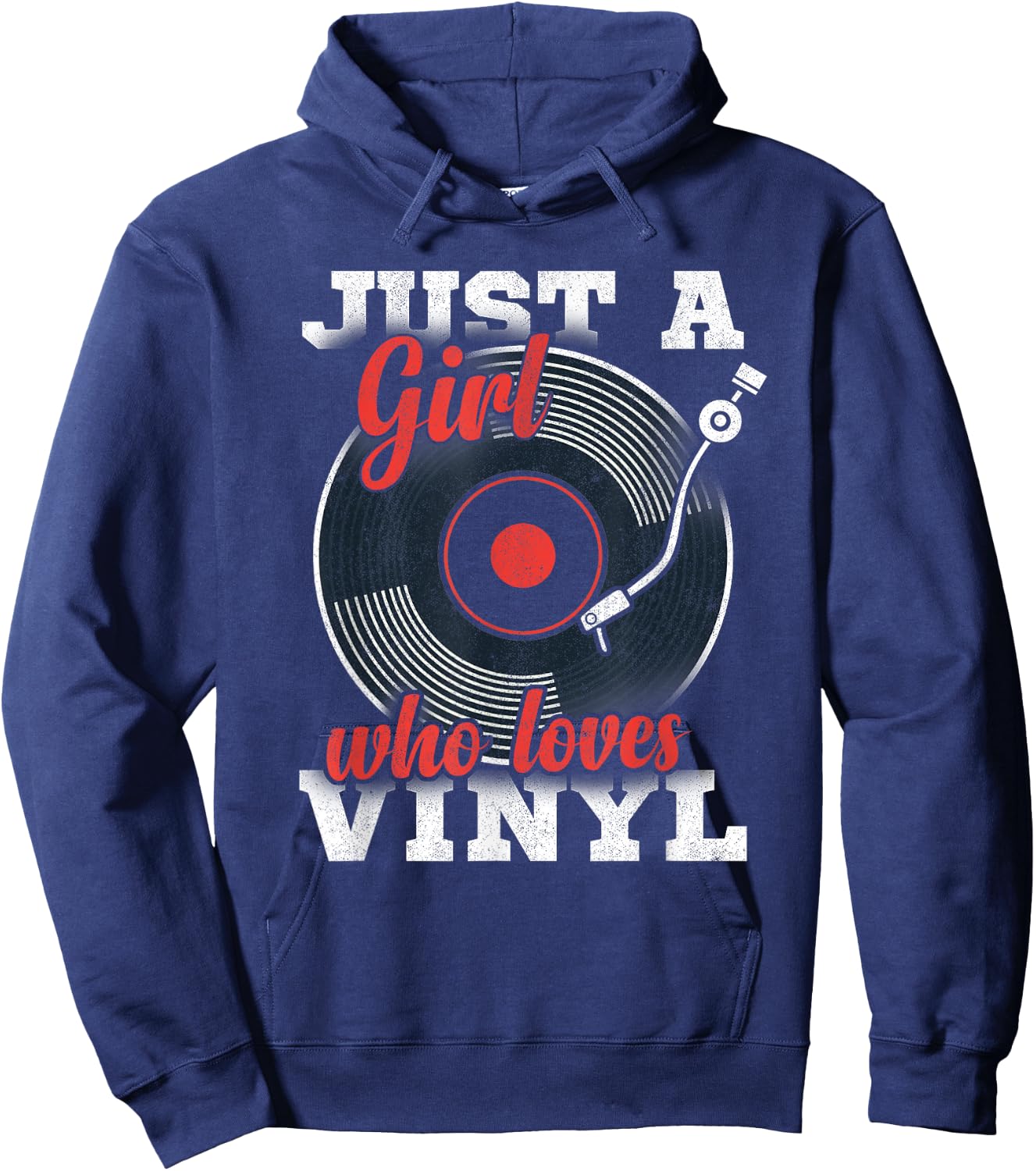 Women LP Collector Just A Girl Who Loves Vinyl Records Hoodie - Hoodie | Navy
