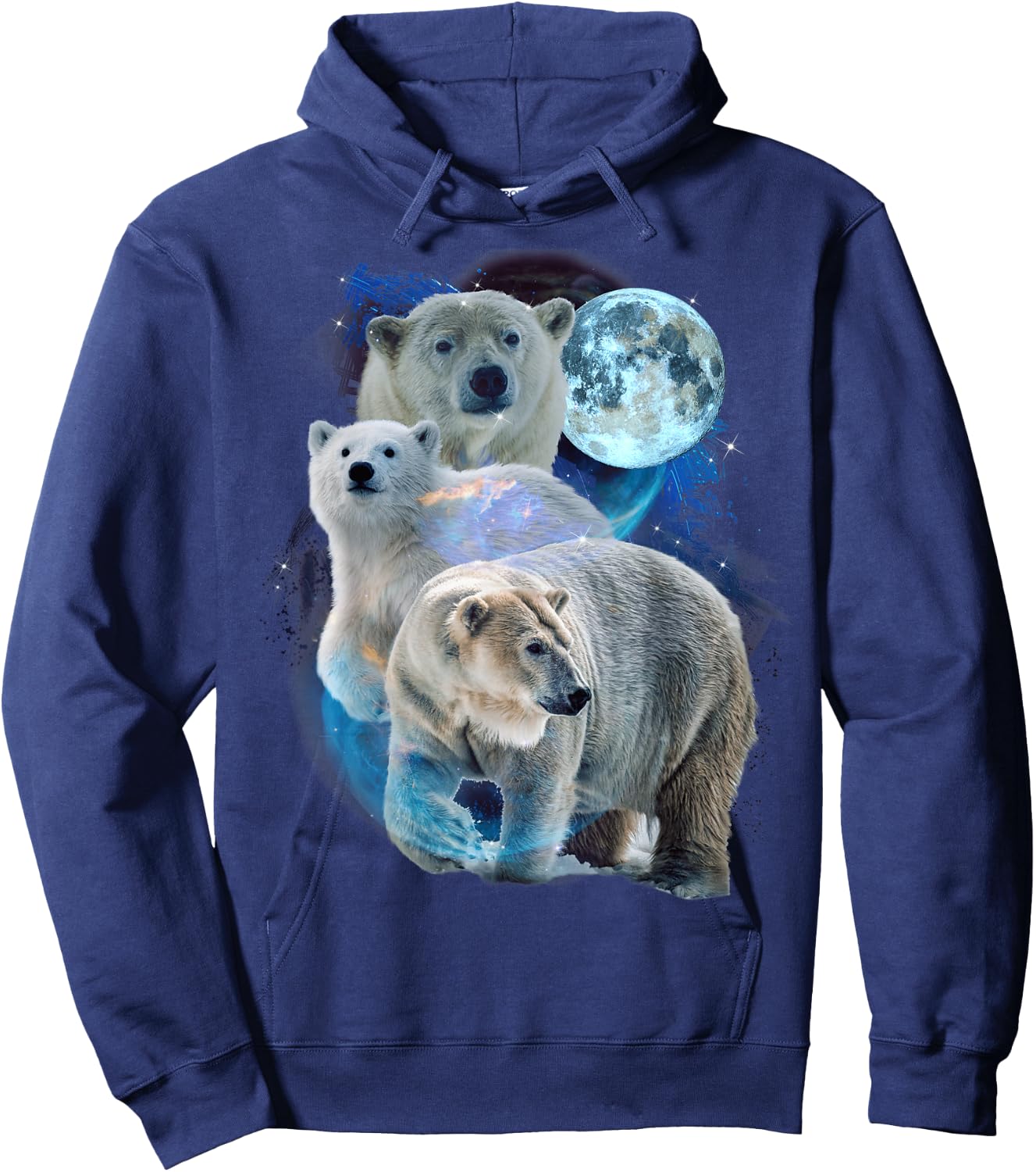 3 Moon Polar Bears Funny Fur Marine Mammals Bear Art Humor Hoodie - Hoodie | Navy
