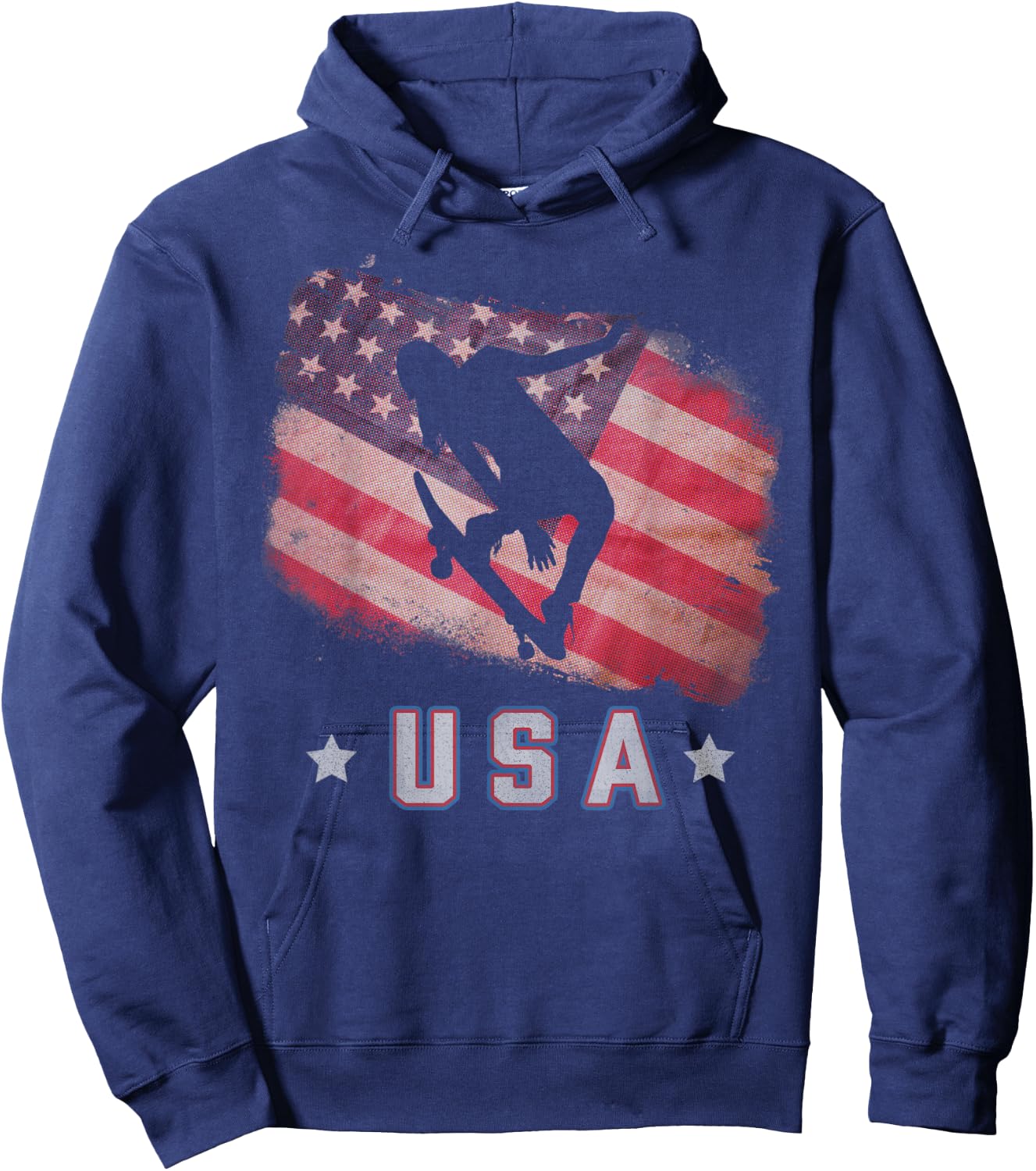 USA American Flag Skateboarding Team Stars and Stripes US Hoodie - Hoodie | Navy