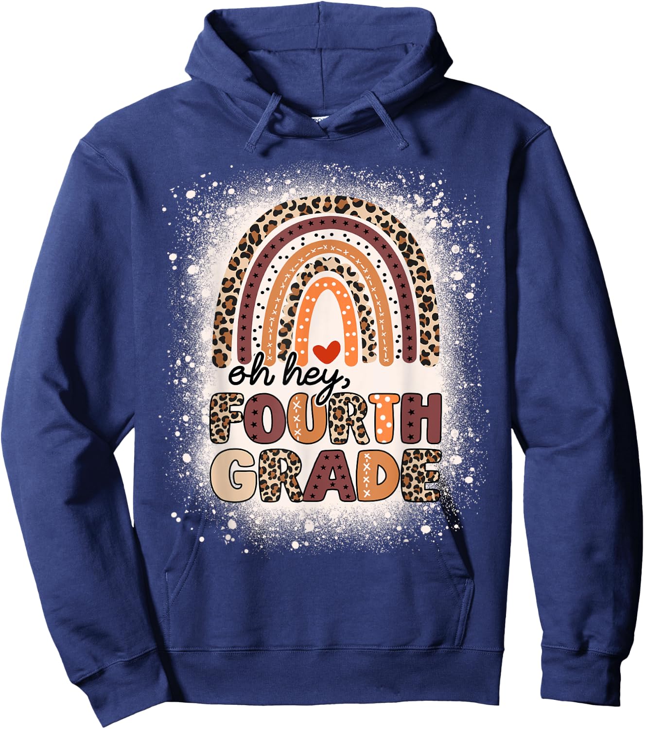 Oh Hey Fourth Grade Rainbow Bleached 1st Day Of School Girls Hoodie - Hoodie | Navy