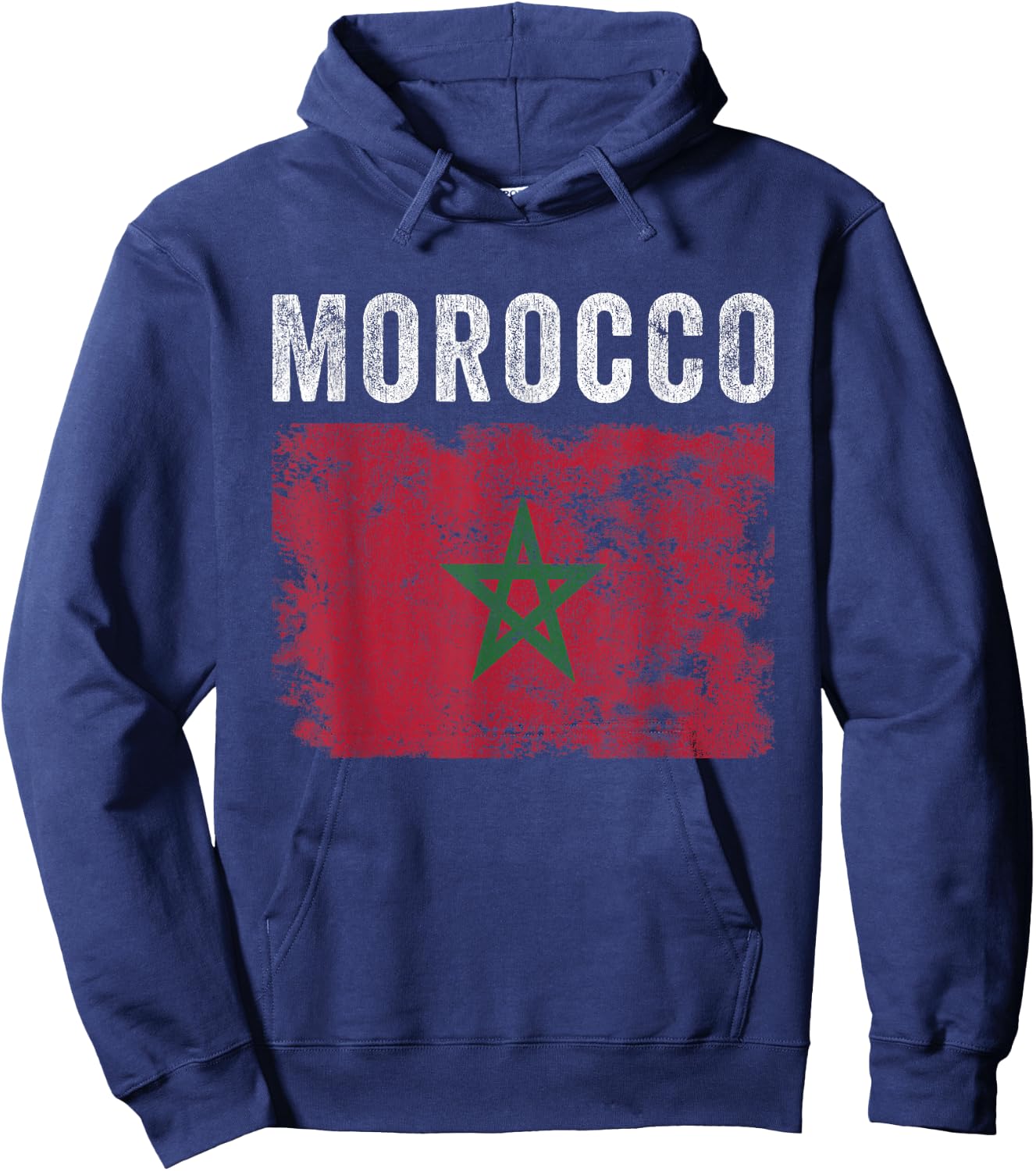 Morocco Flag Distressed - Men Women Kids - Moroccan Flag Hoodie - Hoodie | Navy