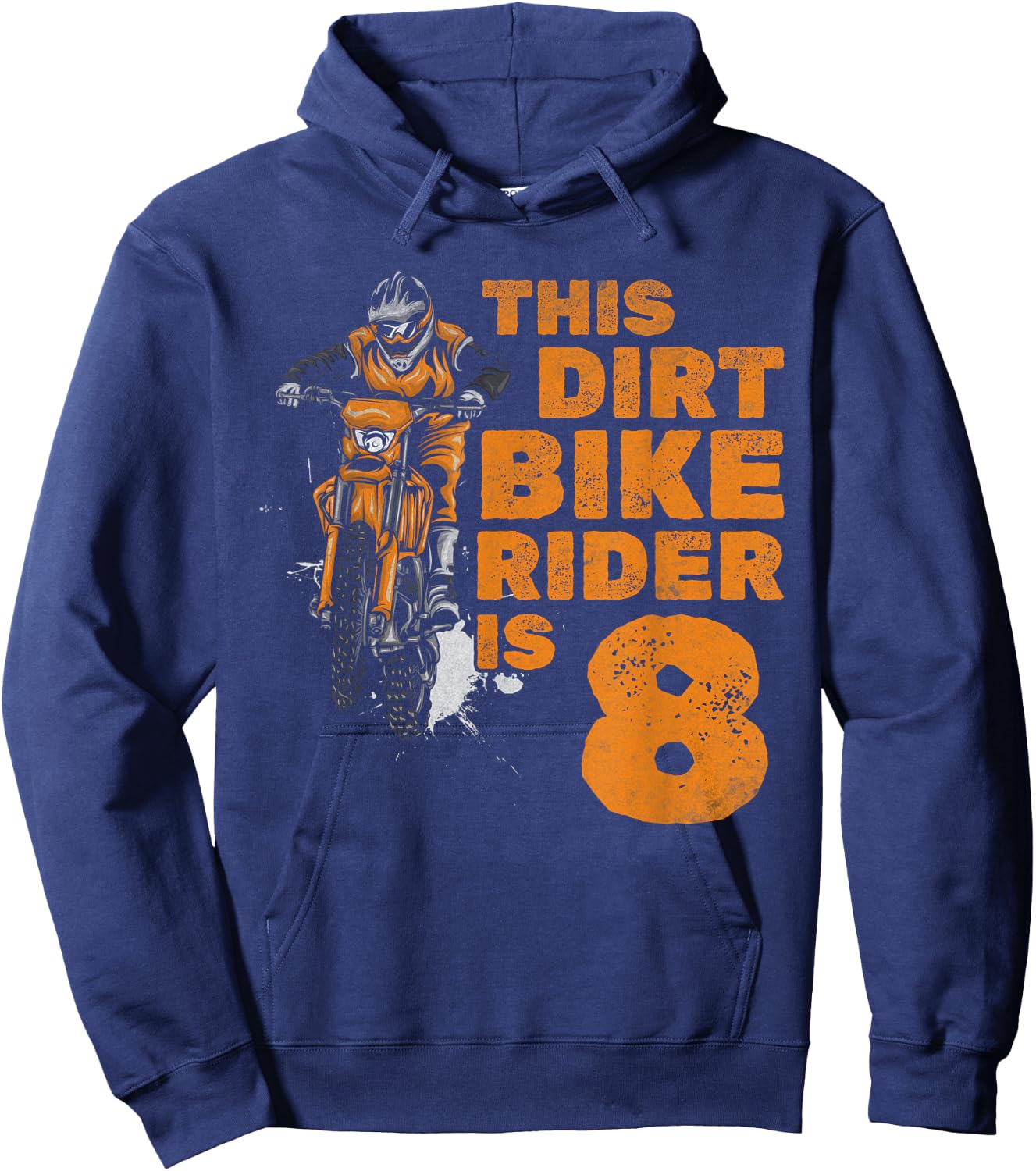 This Little Dirt Bike Rider Is 8th Birthday Boy Motocross Hoodie - Hoodie | Navy