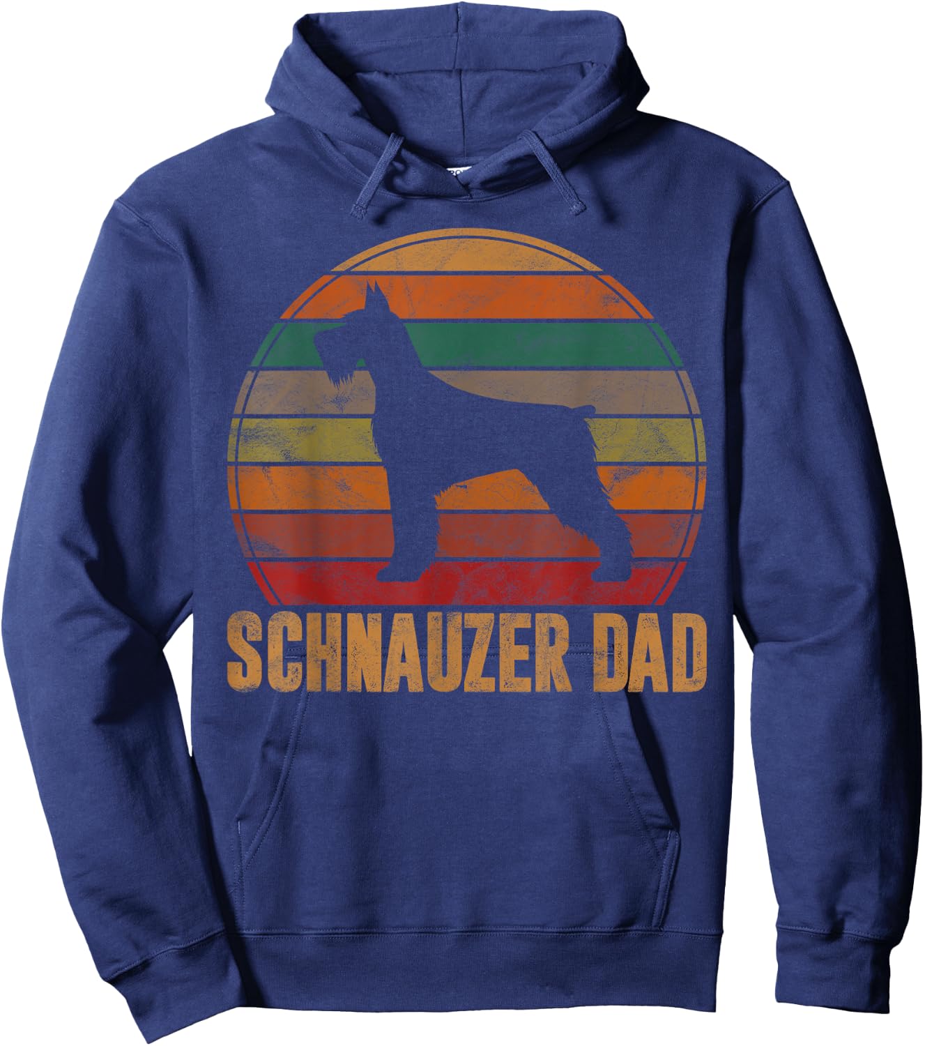 Retro Schnauzer Dad Gift Standard Giant Dog Owner Pet Father Hoodie - Hoodie | Navy