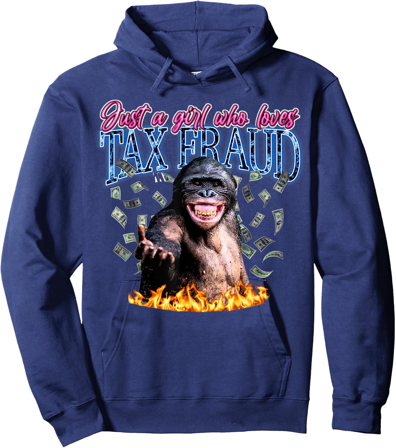 Just A Girl Who Loves Tax Fraud Vintage Bootleg Rap 90s Hoodie - Hoodie | Navy