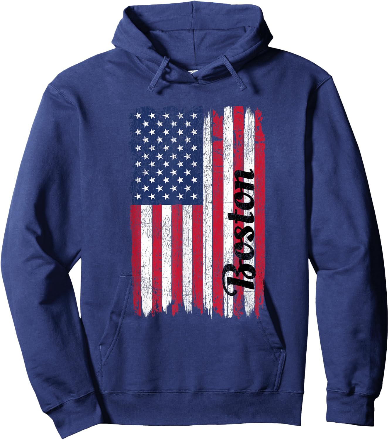 Boston Massachusetts American Flag Patriotic Boston Hoodie - Hoodie | Navy