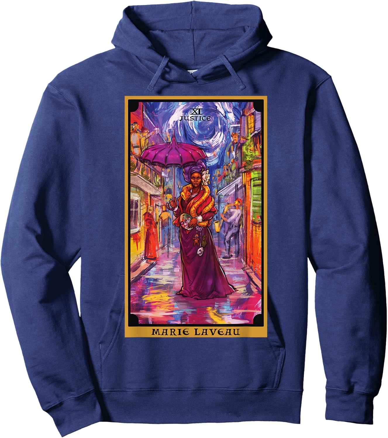 Marie Laveau Justice Tarot Card Voodoo Witch New Orleans Hoodie - Hoodie | Navy