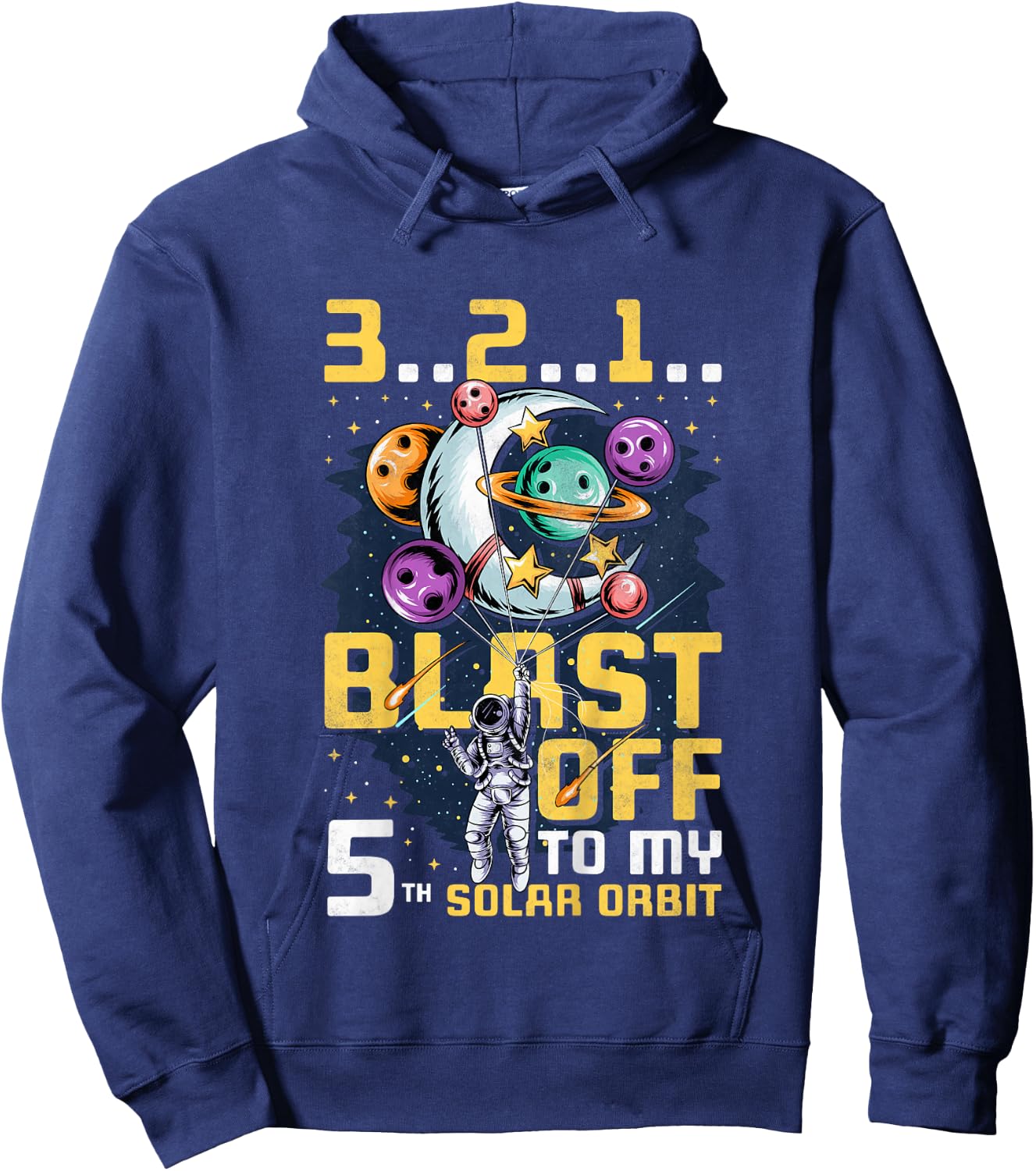 Blast Off To My 5th Solar Orbit, 5th Birthday Astronaut Hoodie - Hoodie | Navy
