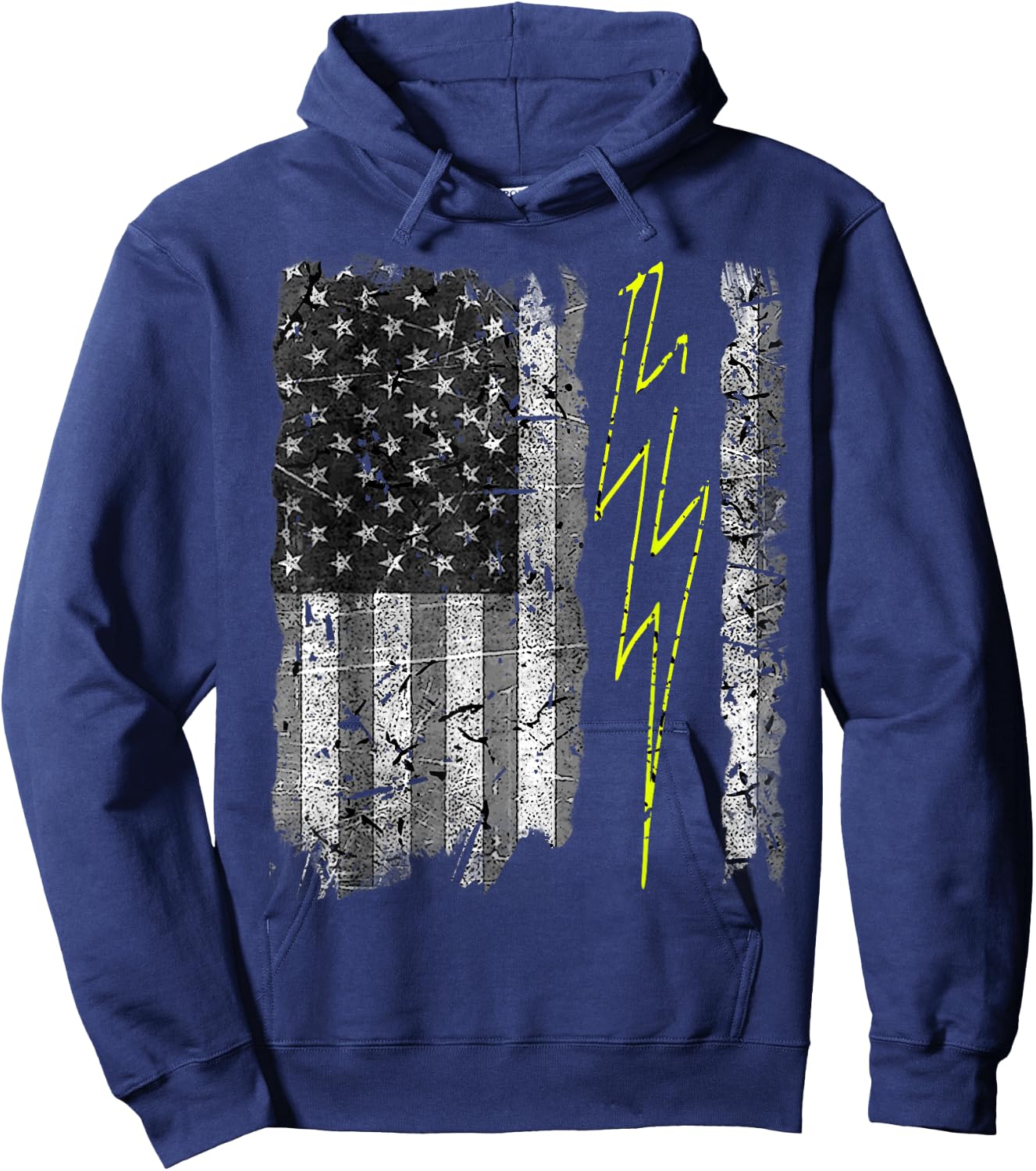 Vintage US Flag Sparky Electrician Electrical Worker Hoodie - Hoodie | Navy