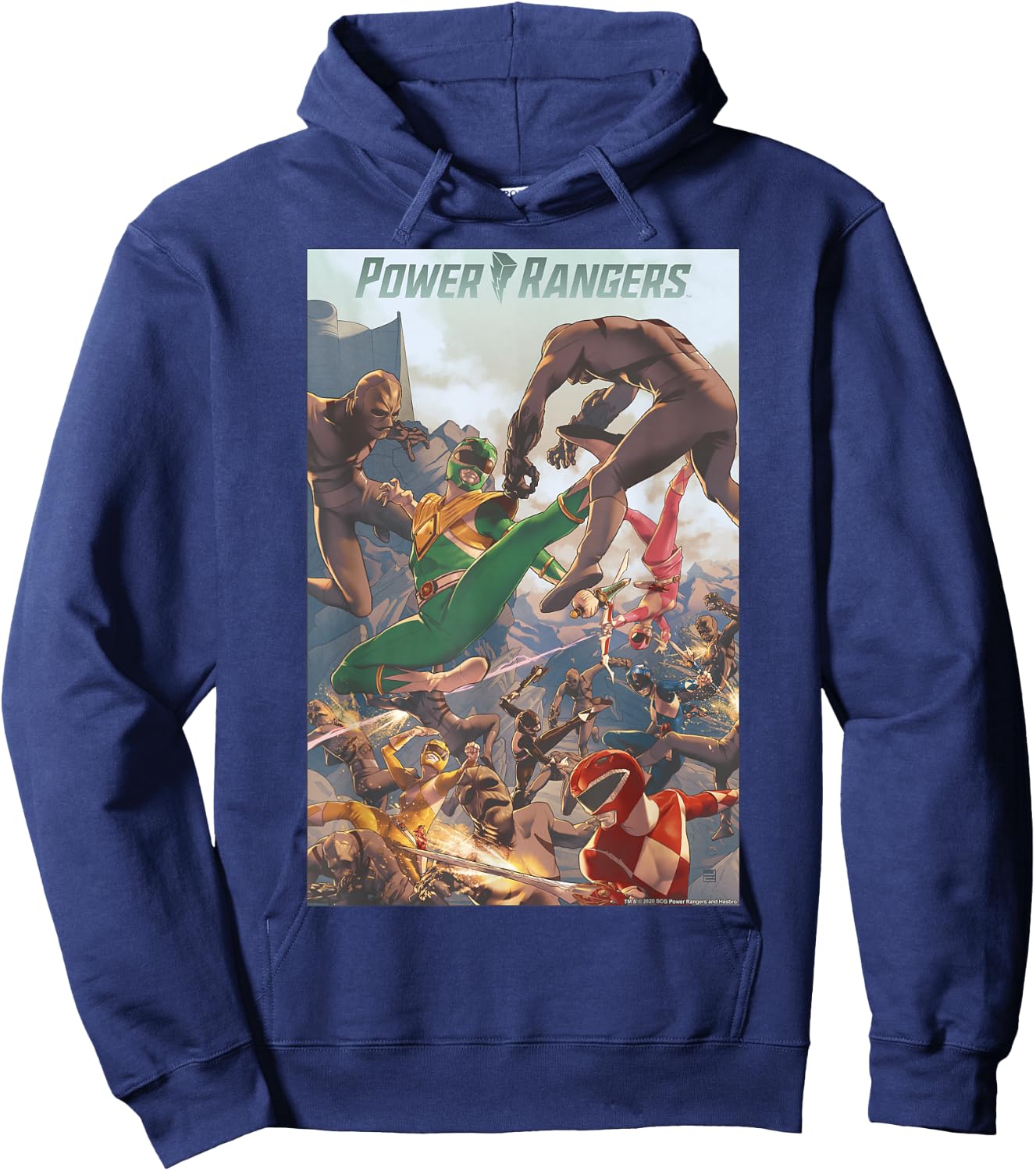 Power Rangers Morph Group Shot Filled Text Logo Hoodie - Hoodie | Navy