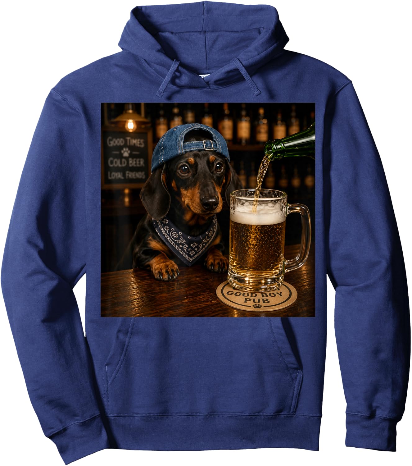 Dachshund Drinking Beer Funny Dog Meme Hoodie - Hoodie | Navy