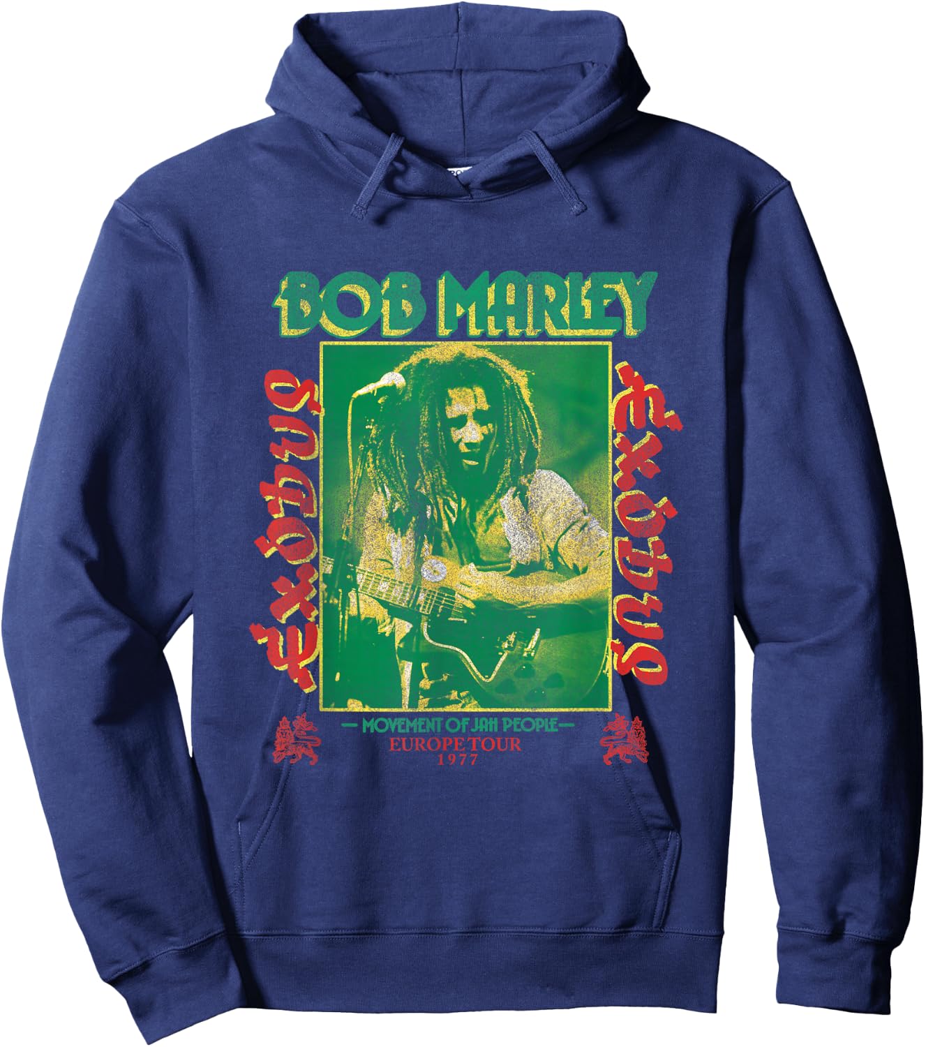 Bob Marley Exodus Movement of Jah People Guitar Black Hoodie - Hoodie | Navy