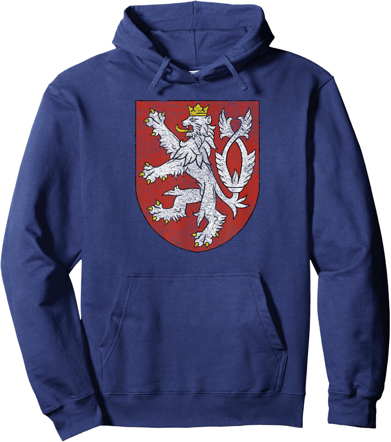National Flag of Czech Republic Coat of Arms Czech Republic Coat of Arms Bohemia Flag Double-tailed Lion Hoodie - Hoodie | Navy