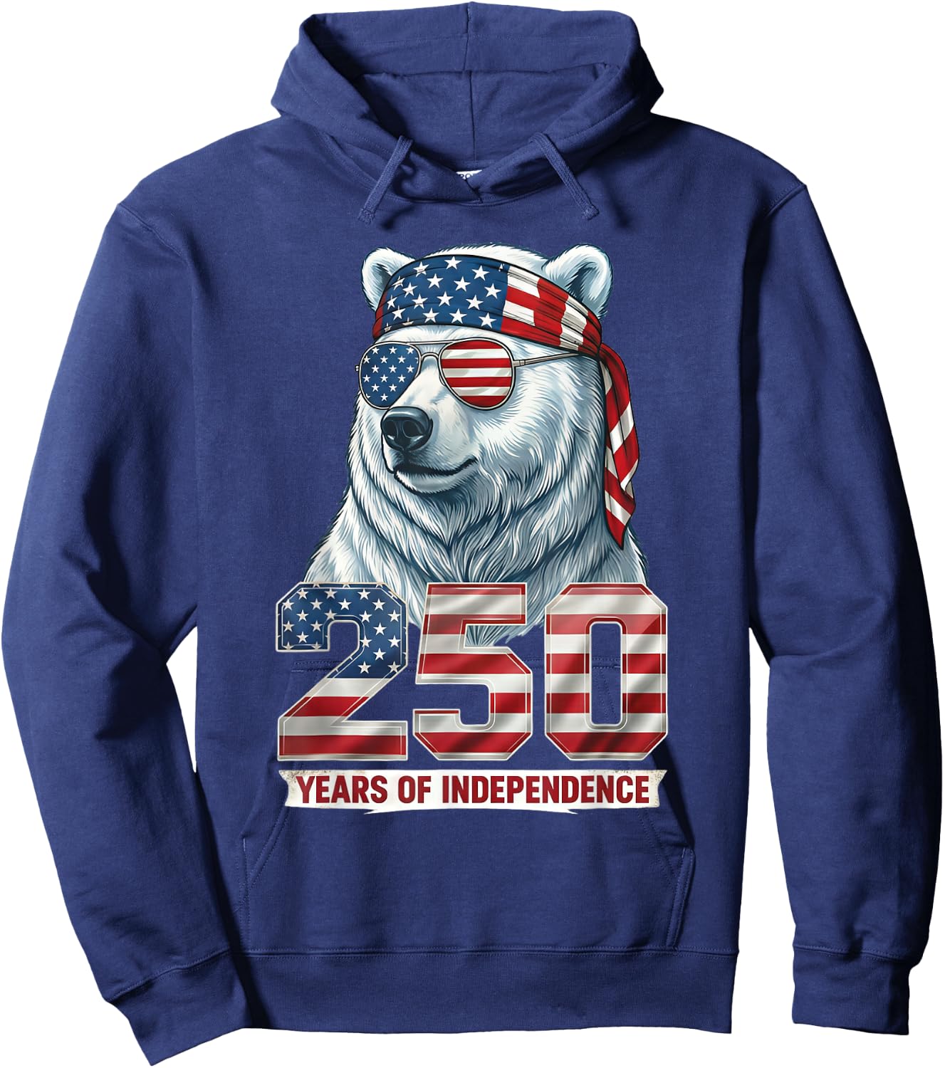 Polar Bear 250 Years of Independence Patriotic America 1776 Hoodie - Hoodie | Navy