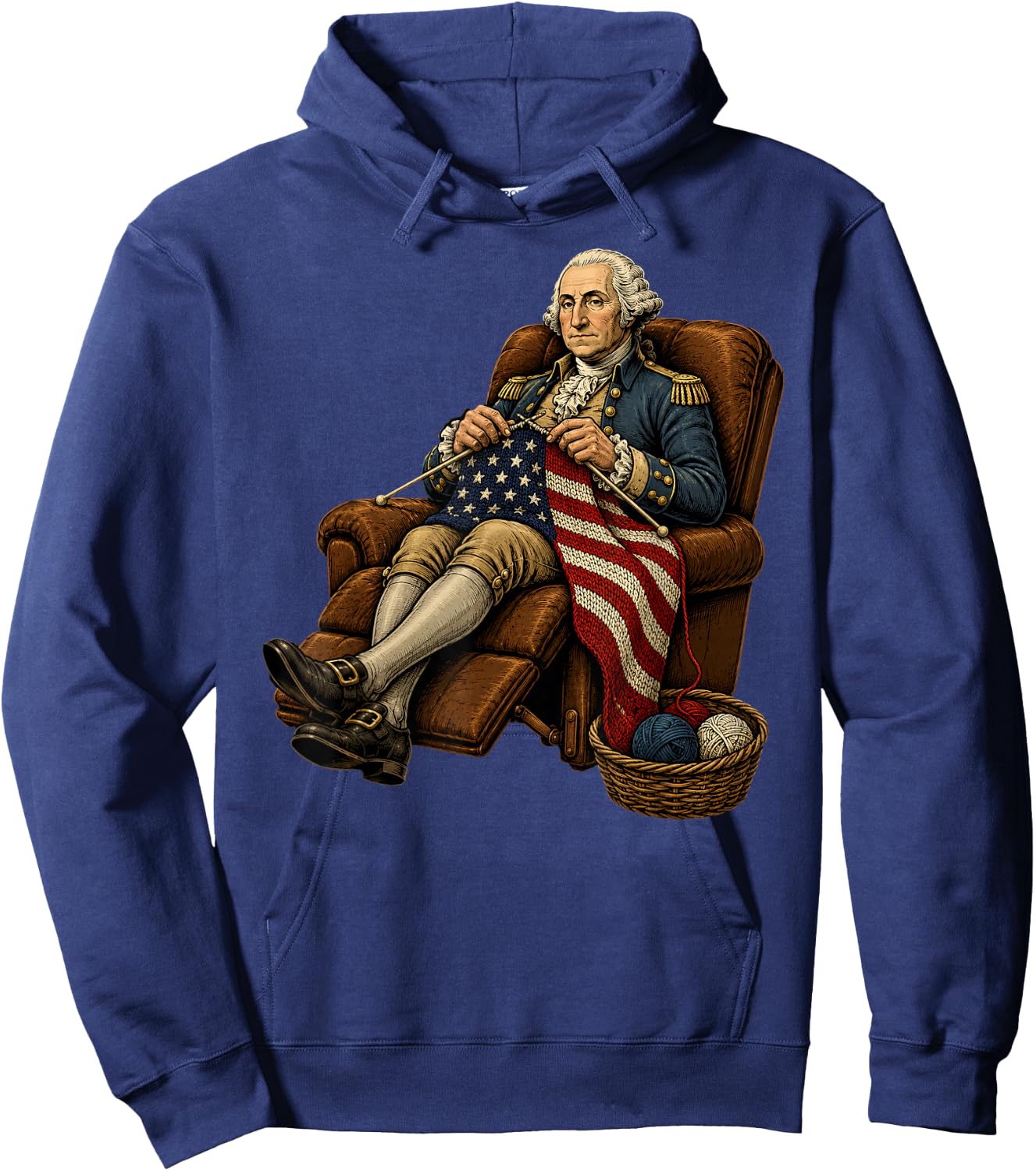 Knitted American Flag George Washington Knitting Hoodie - Hoodie | Navy