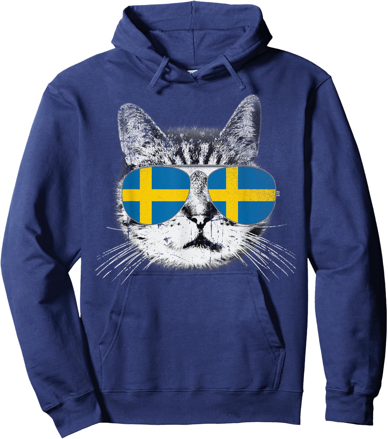 Cat Shirt Swedish Sweden Flag Country Pride Men Women Gift Hoodie - Hoodie | Navy