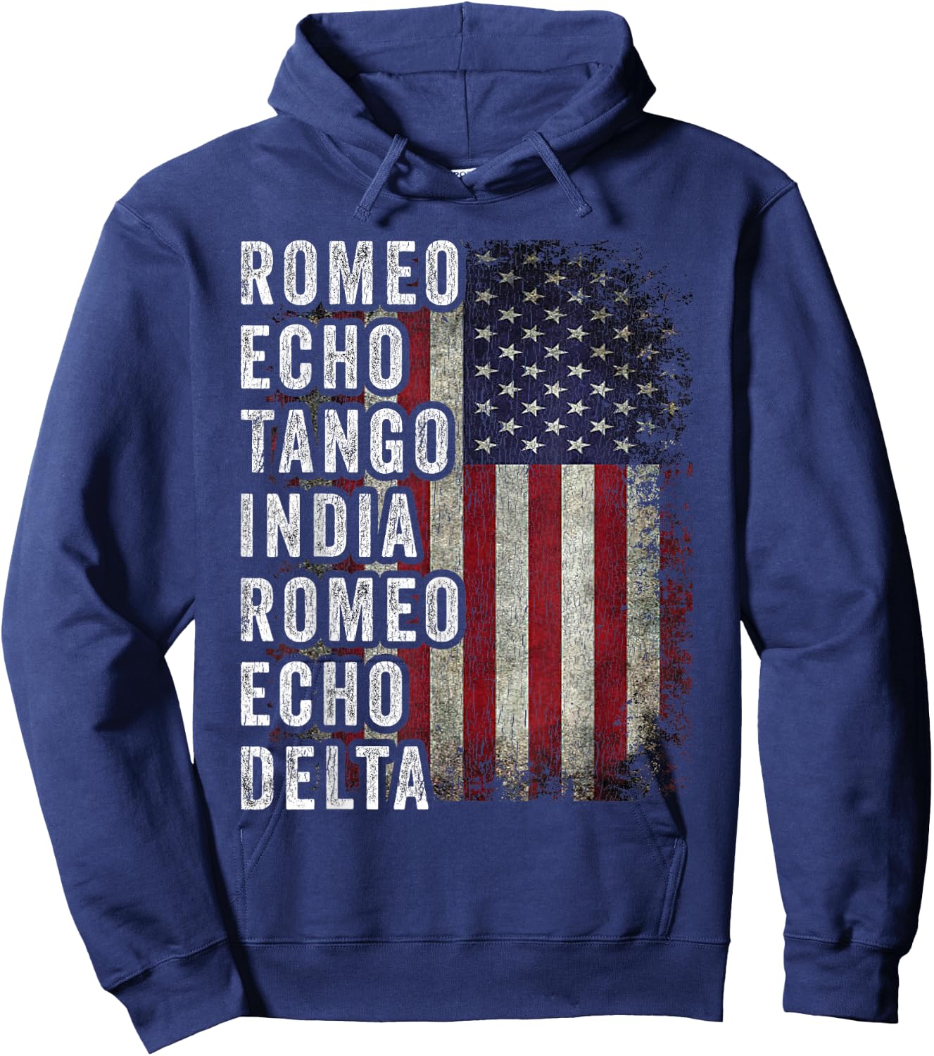 Got Your Six Apparel Inc. Retired Military Phonetic Alphabet Retirement Announcement - -Adults - Black - Short Sleeve - Small - Classic Fit - Cotton, Polyester Hoodie - Hoodie | Navy