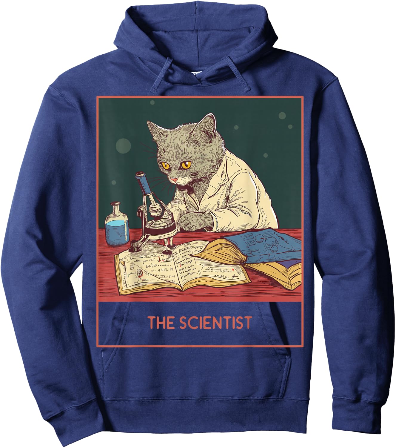 The cat laboratory science, fun white lab coat cat Hoodie - Hoodie | Navy