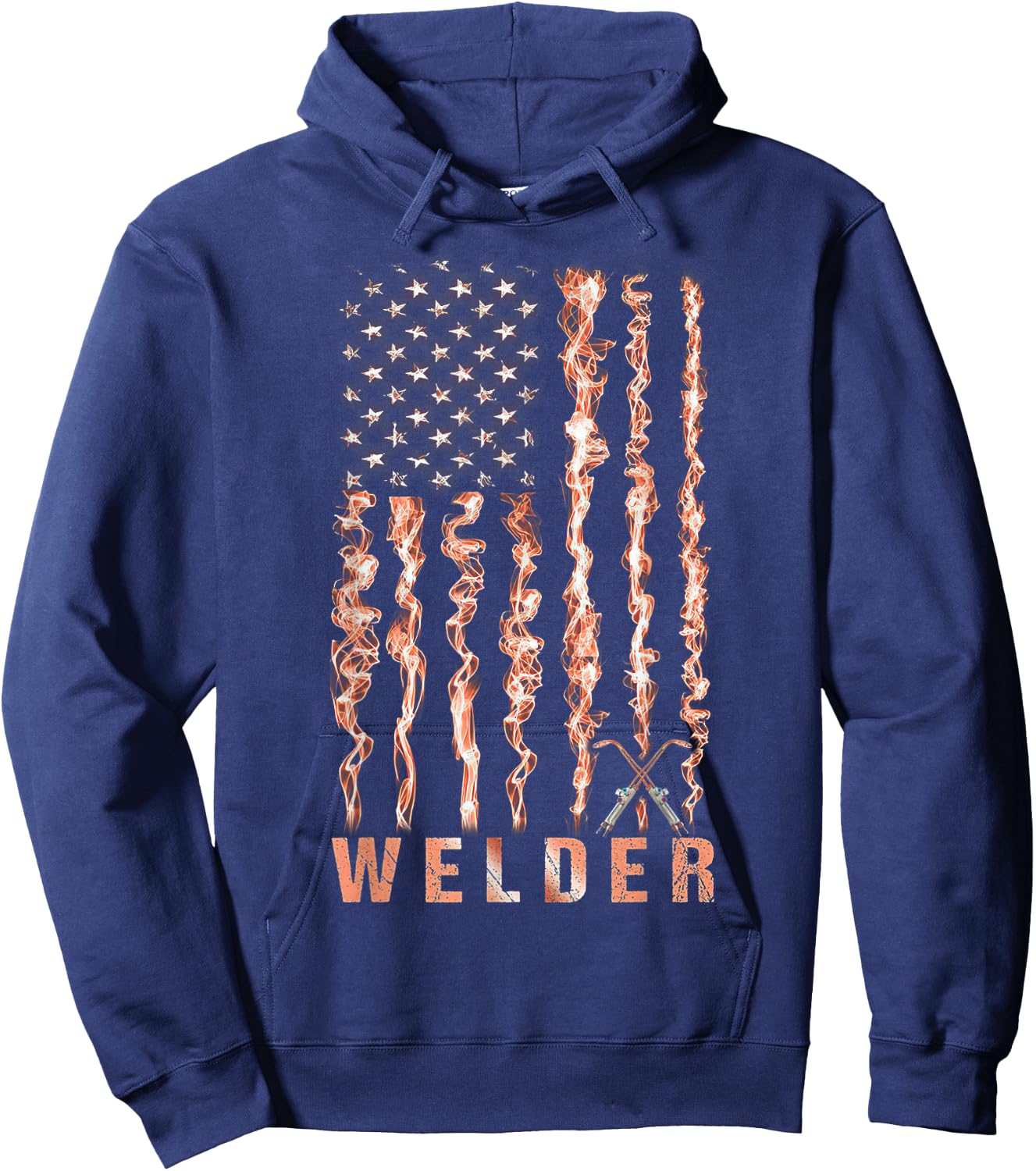 Welding Patriotic Distressed USA American Flag Gift Welder Kids Men Hoodie - Hoodie | Navy