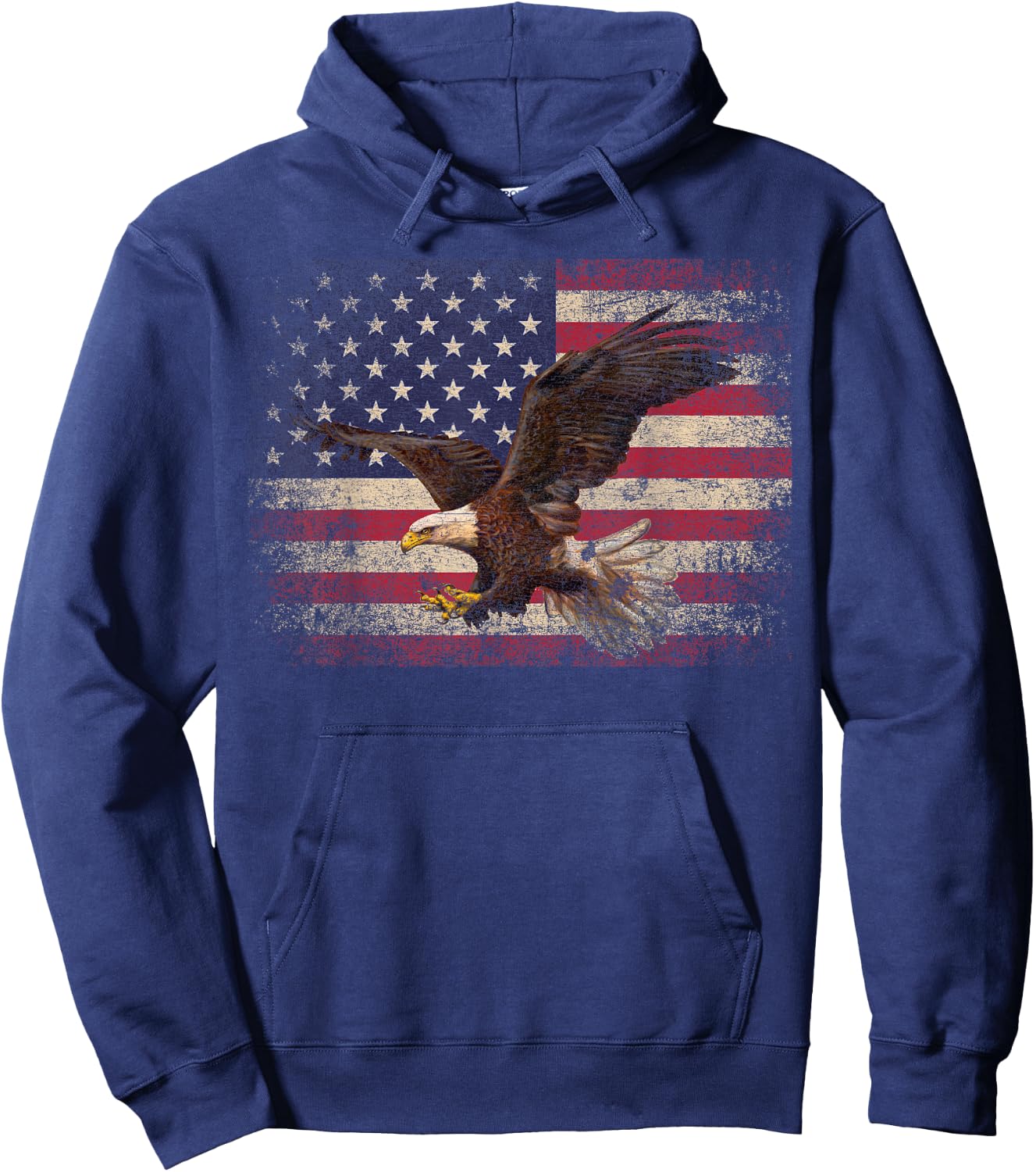 Bald Eagle 4th of July American Flag Country Hoodie - Hoodie | Navy