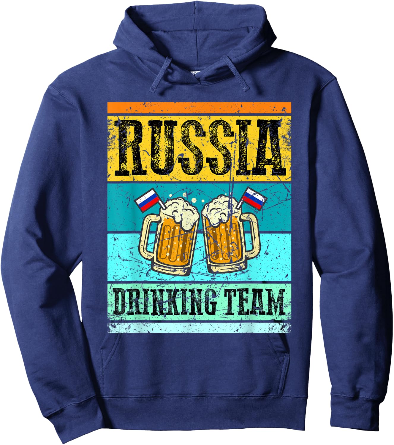 Russia Drinking Team Funny Russian Shirt Flag Beer Party Hoodie - Hoodie | Navy