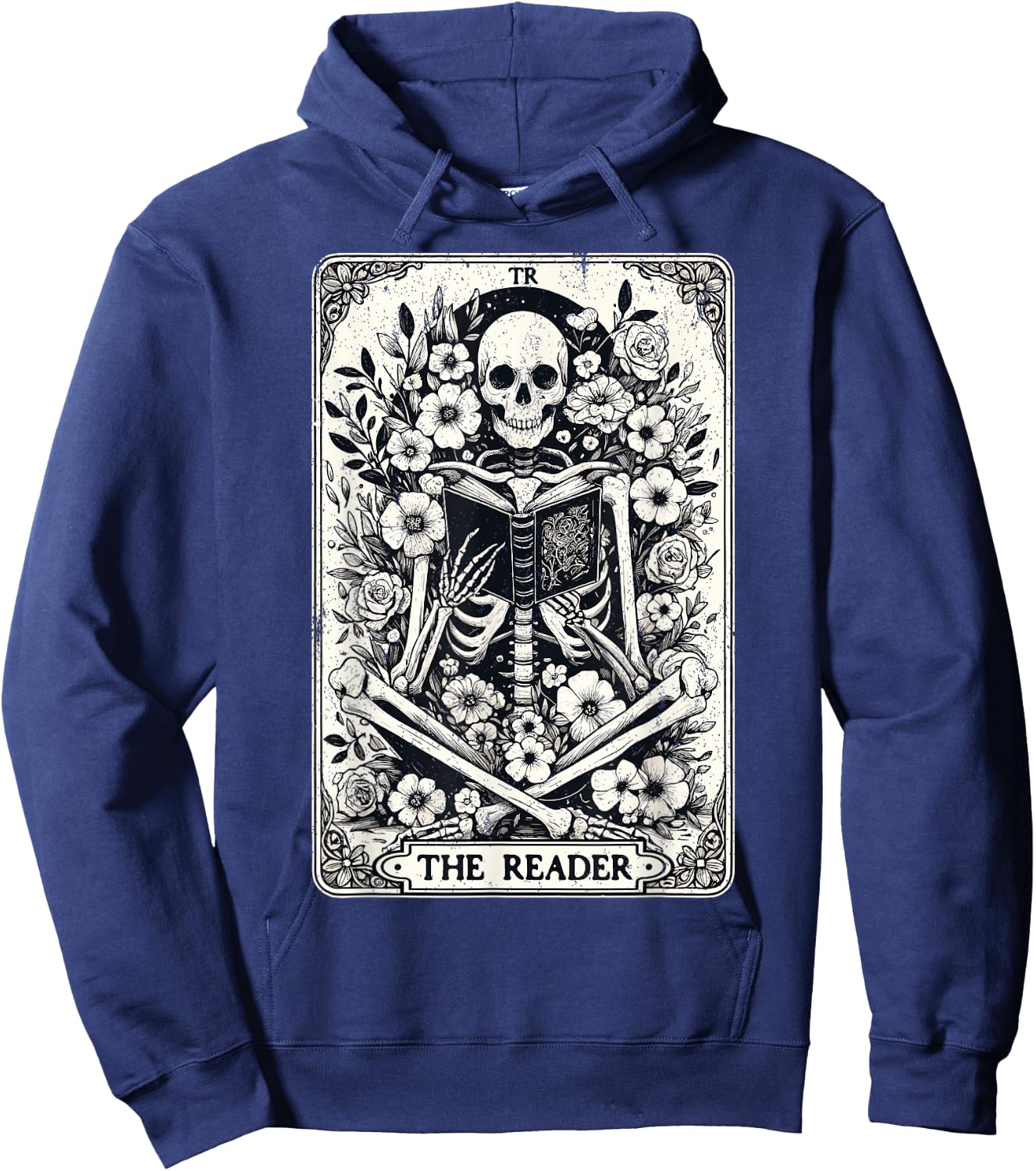 The Reader Skeleton Book Lover Tarot Card Reading Funny Book Hoodie - Hoodie | Navy