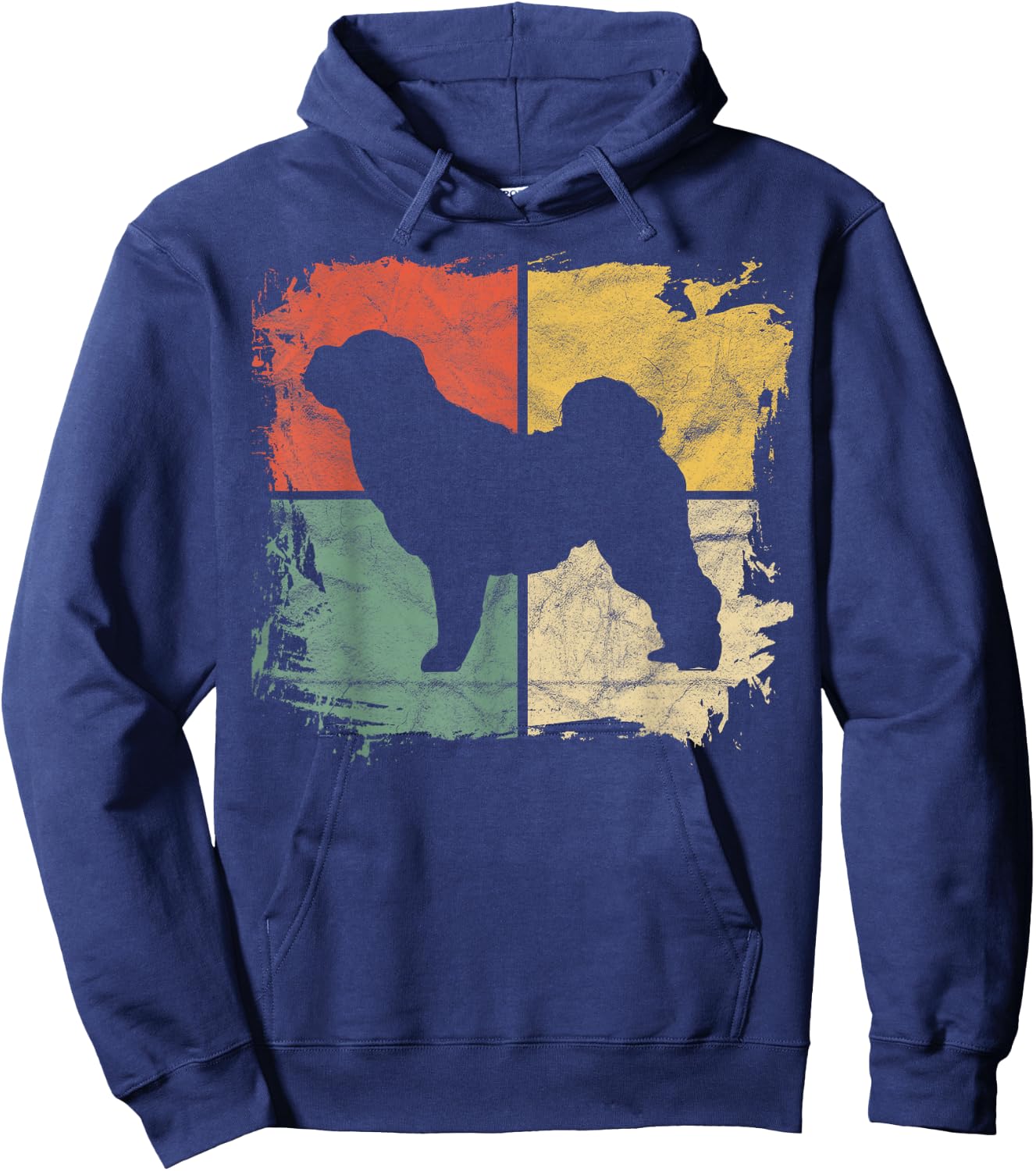 Square Retro Shar-Pei Owner Gift Dog Sharpei Dad Pet Mom Men Women Kids Hoodie - Hoodie | Navy