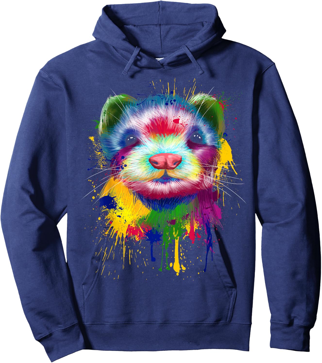 Ferret Artwork Face Hand Painting Splash Art Pet Polecat Hoodie - Hoodie | Navy
