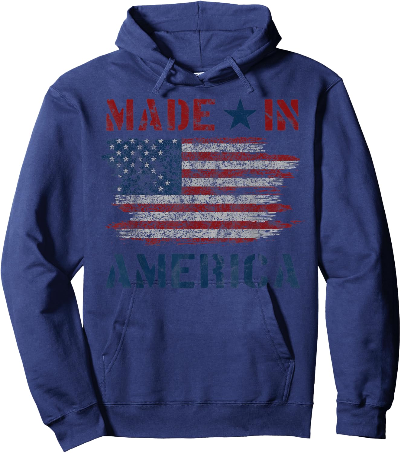 Made In America With US Flag Design For USA Independence Day Hoodie - Hoodie | Navy