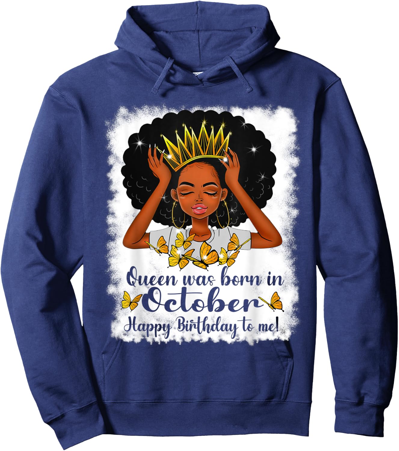 Cool Queen Was Born In October Happy Birthday To Me Hoodie - Hoodie | Navy