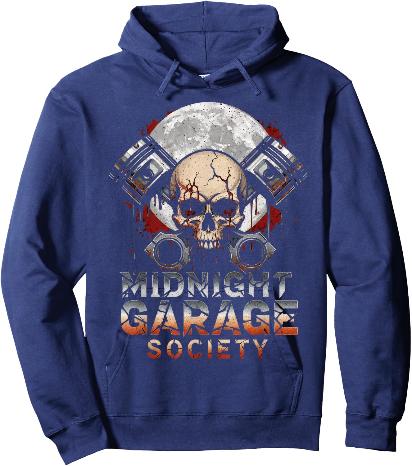 Midnight Garage Society Skull Piston Night Builder Mechanic Hoodie - Hoodie | Navy