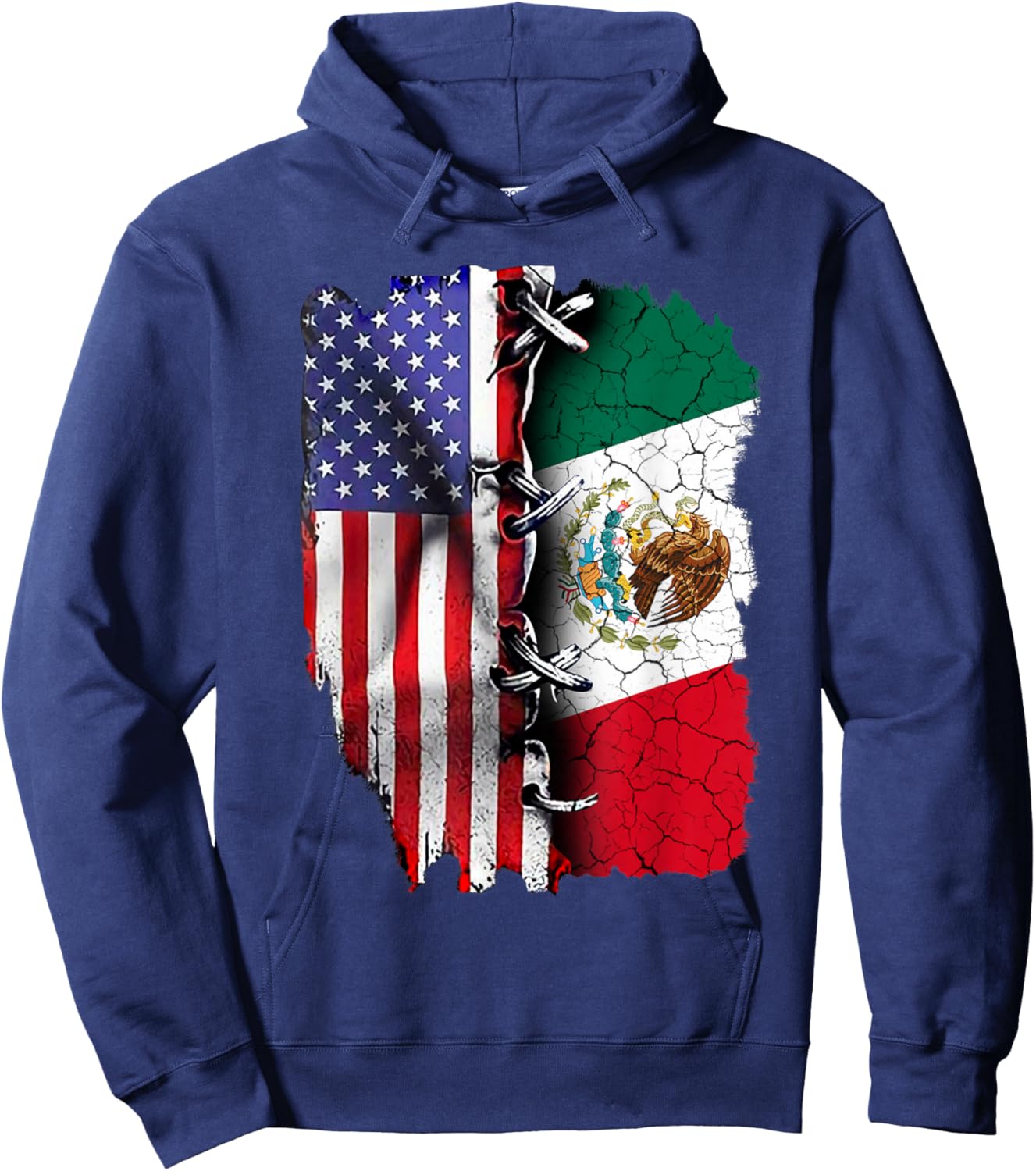 Mexican American Flag Hoodie - Hoodie | Navy