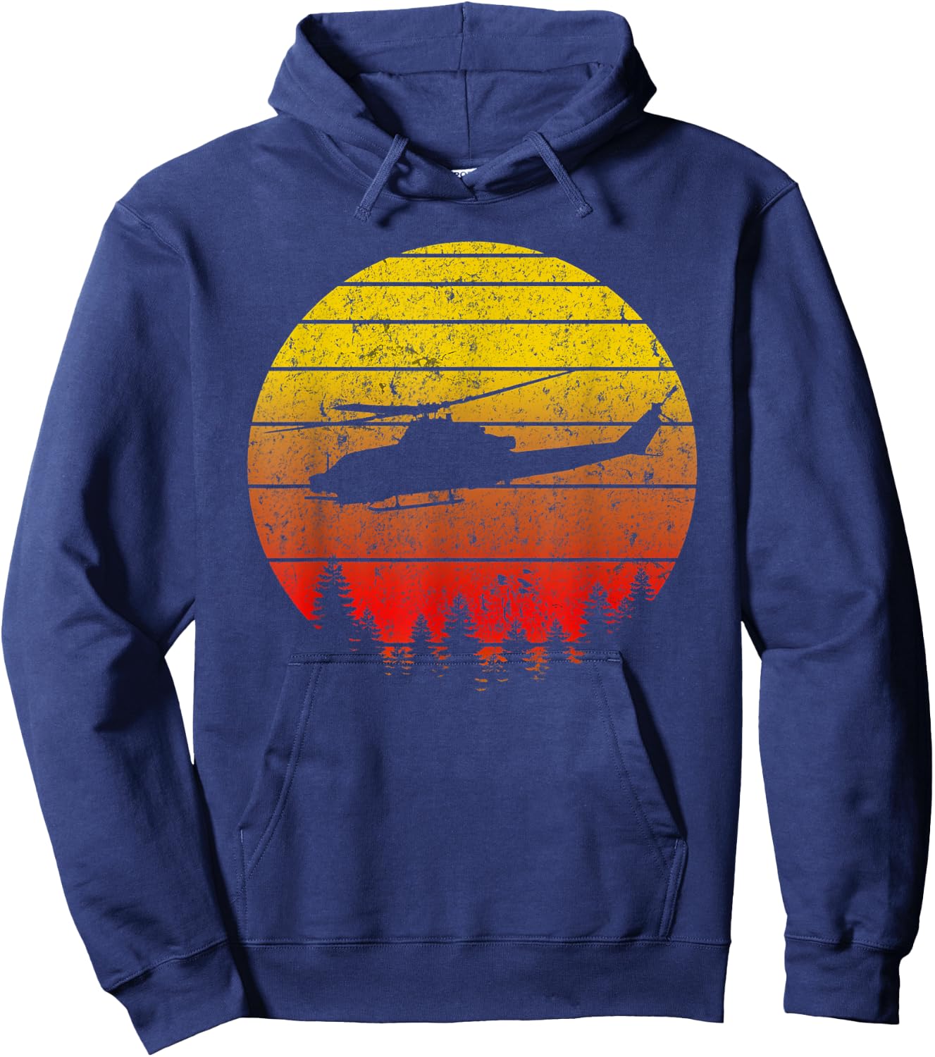 AH-1 Cobra Helicopter Sunrise Vintage Retro Pilot Design Hoodie - Hoodie | Navy