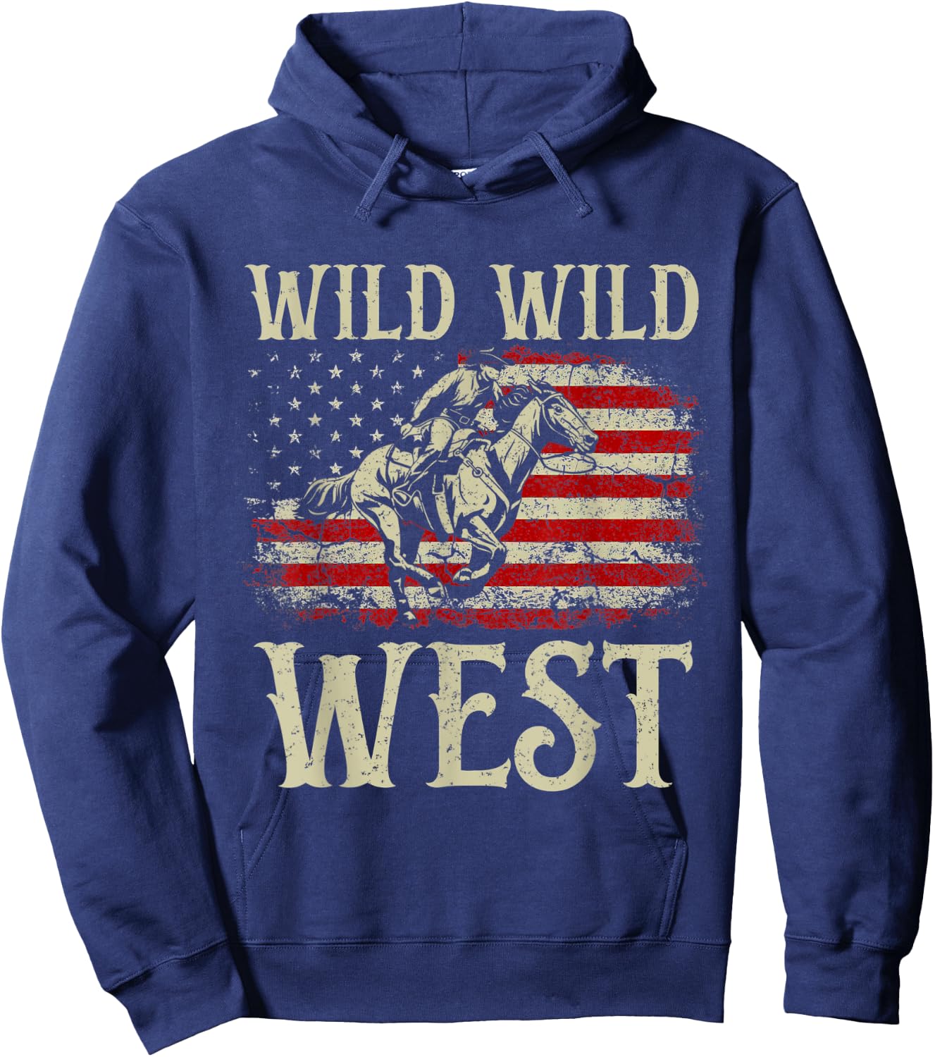Wild Wild West Vintage Western Life Country Cowboy USA Flag Hoodie - Hoodie | Navy