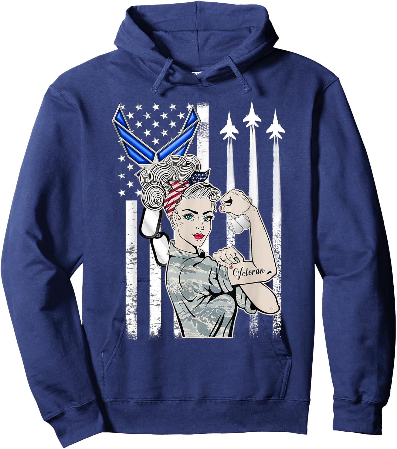 USAF Air Force Women Proud Shirt, Air Force Veteran Gift Hoodie - Hoodie | Navy
