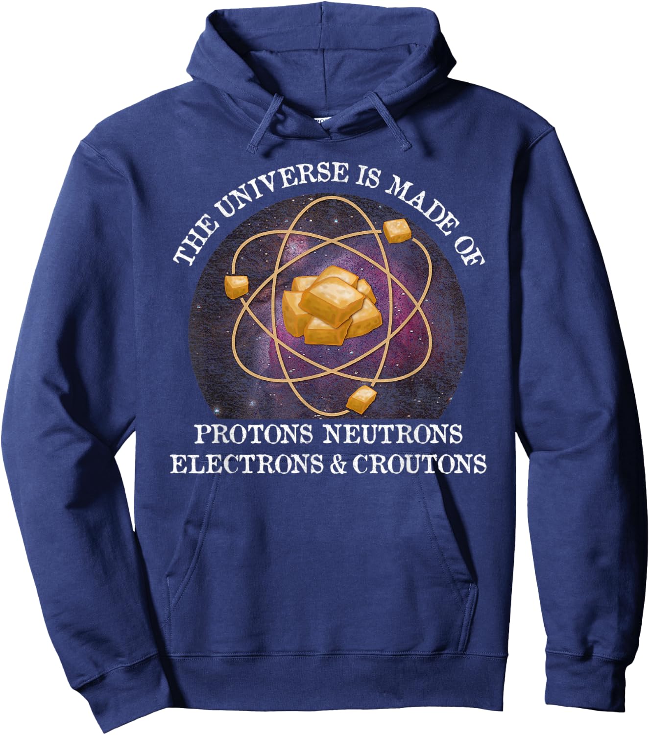 Universe is Made of Croutons Funny Vintage Hoodie - Hoodie | Navy