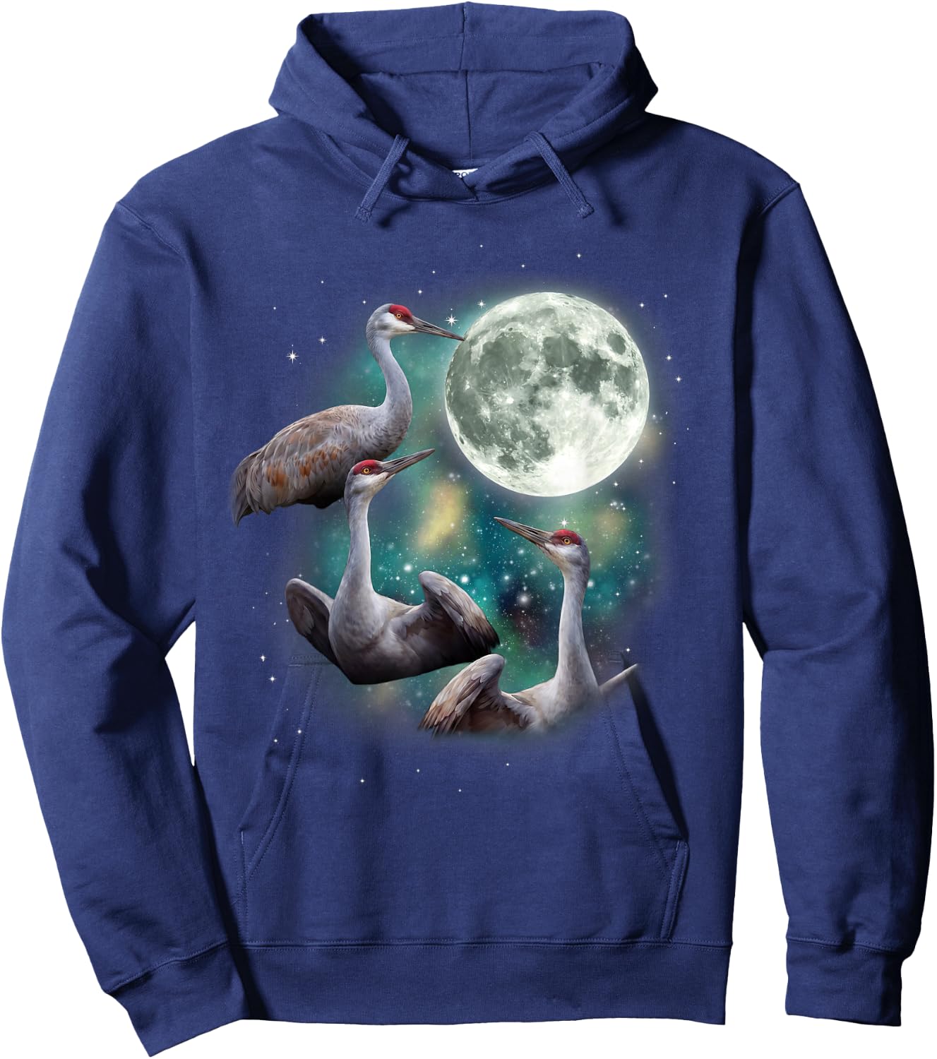 Three Crane Moon | Funny Sandhill Crane Bird Meme Hoodie - Hoodie | Navy