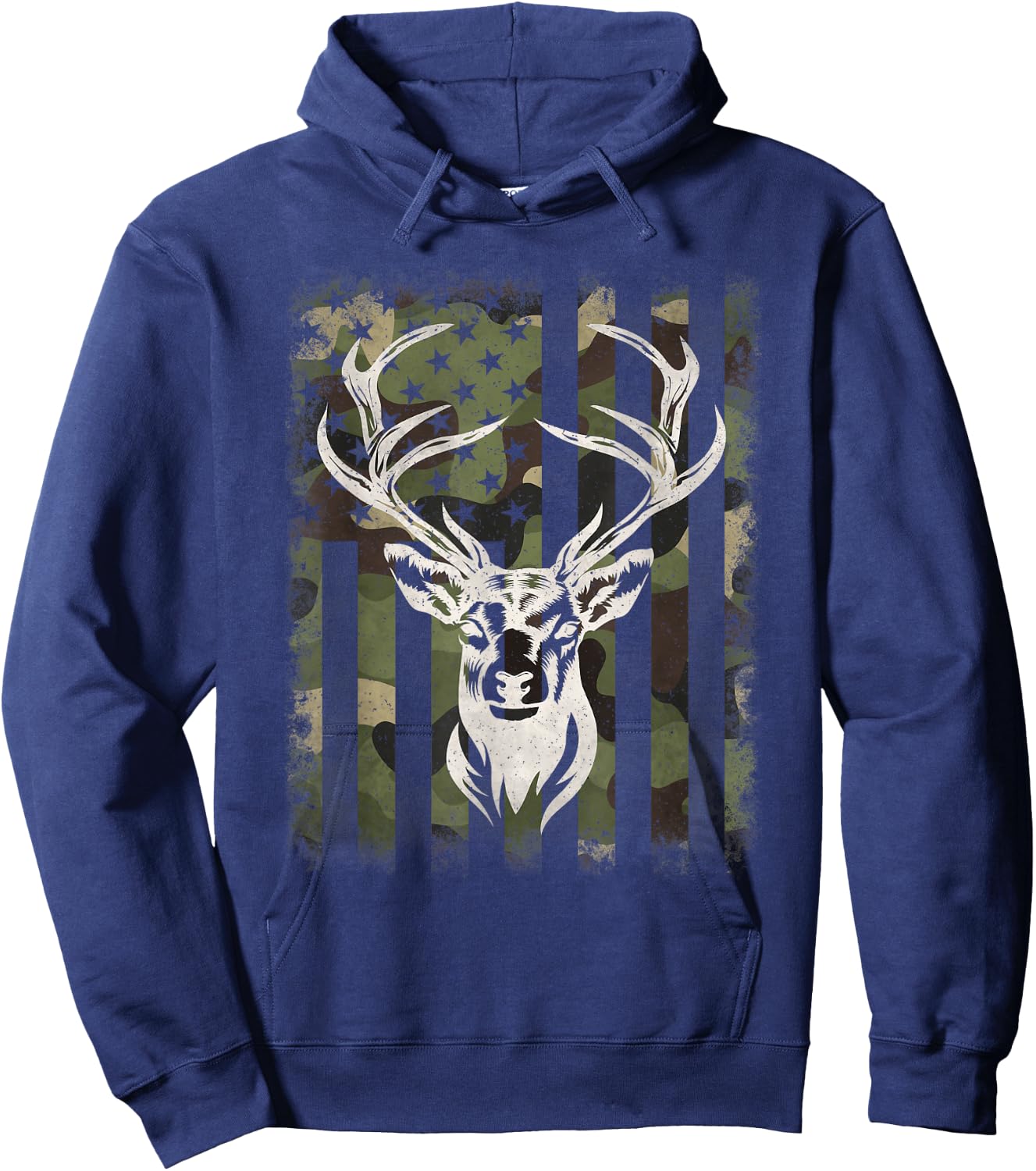 Camouflage American Flag Camo Deer Hunting Hunter Men Hoodie - Hoodie | Navy