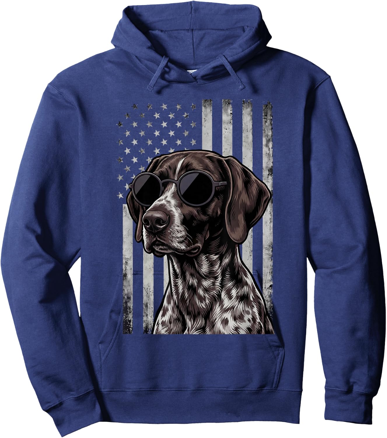 German Shorthaired Pointer American Flag GSP 4th of July Hoodie - Hoodie | Navy