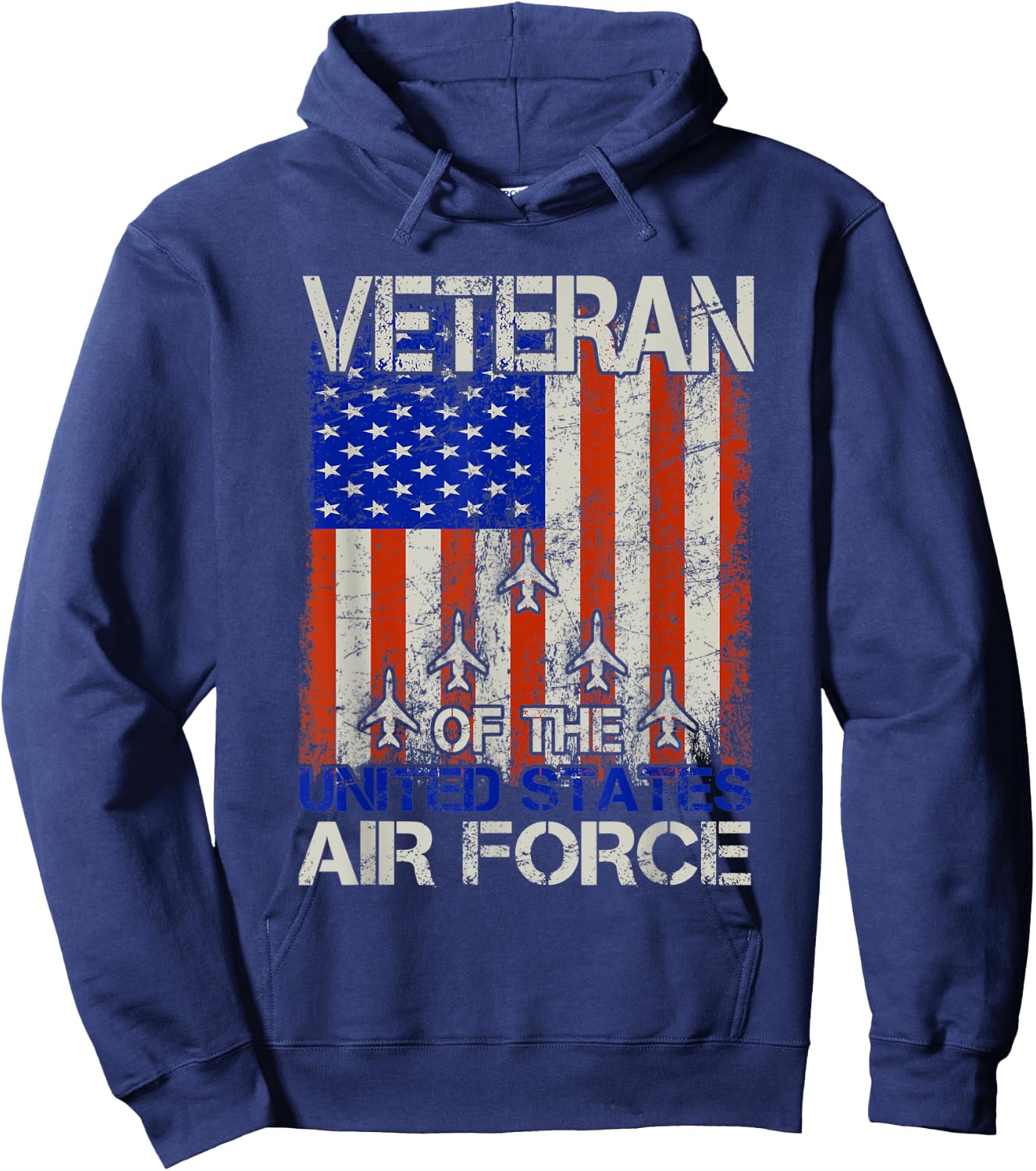 Veteran of the United States Air Force USAF Retro US Flag Hoodie - Hoodie | Navy