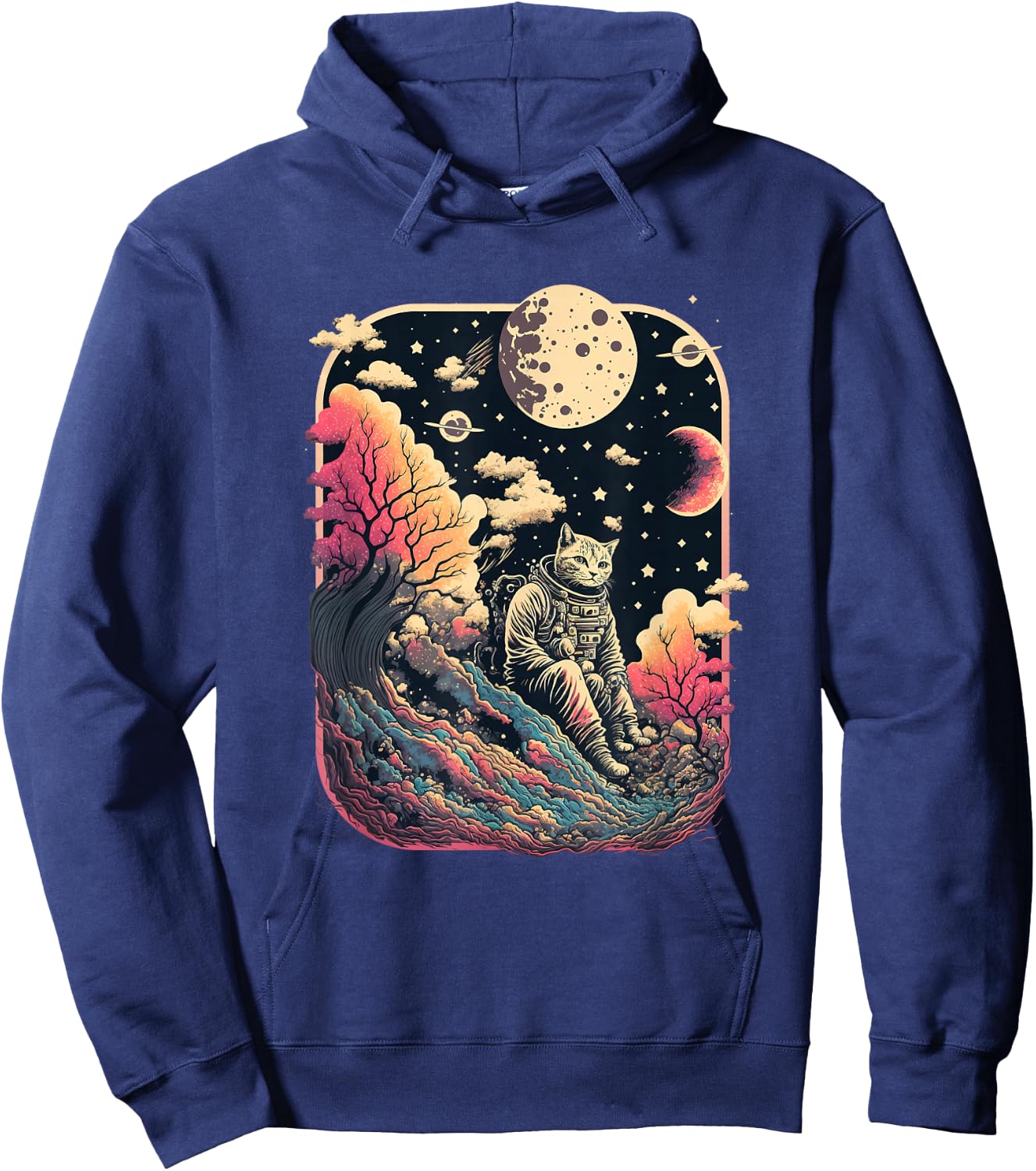extraterrestrial astronaut cat in space science fiction Women Hoodie - Hoodie | Navy