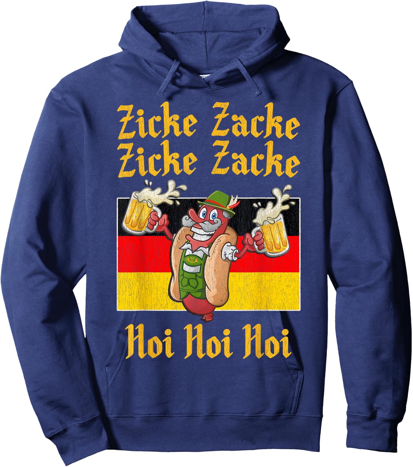 Zicke Zacke Hoi Hoi Hoi Funny Oktoberfest Sausage Hoodie - Hoodie | Navy