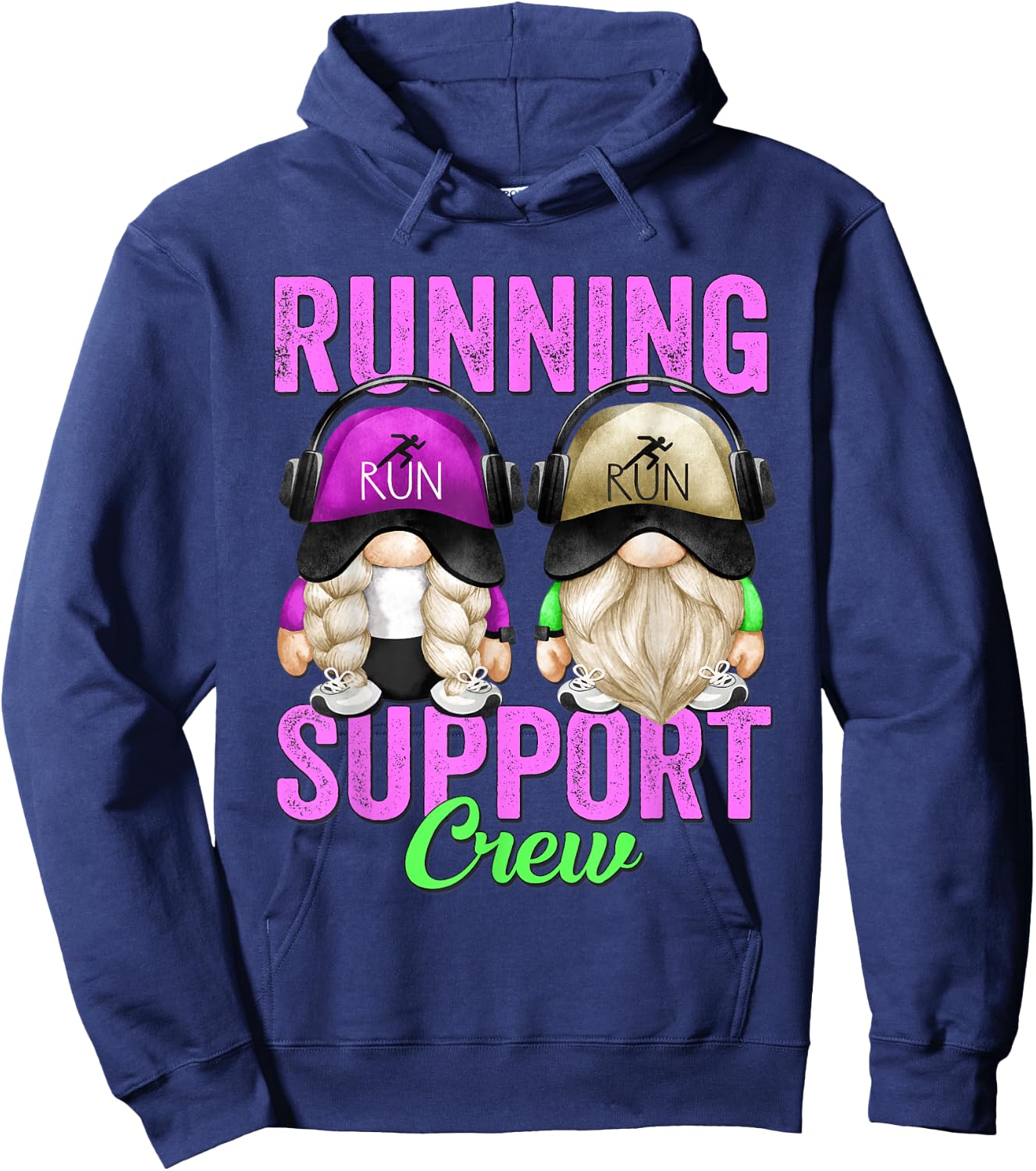 Funny Marathon Runner Gnome For Teacher Running Support Crew Hoodie - Hoodie | Navy