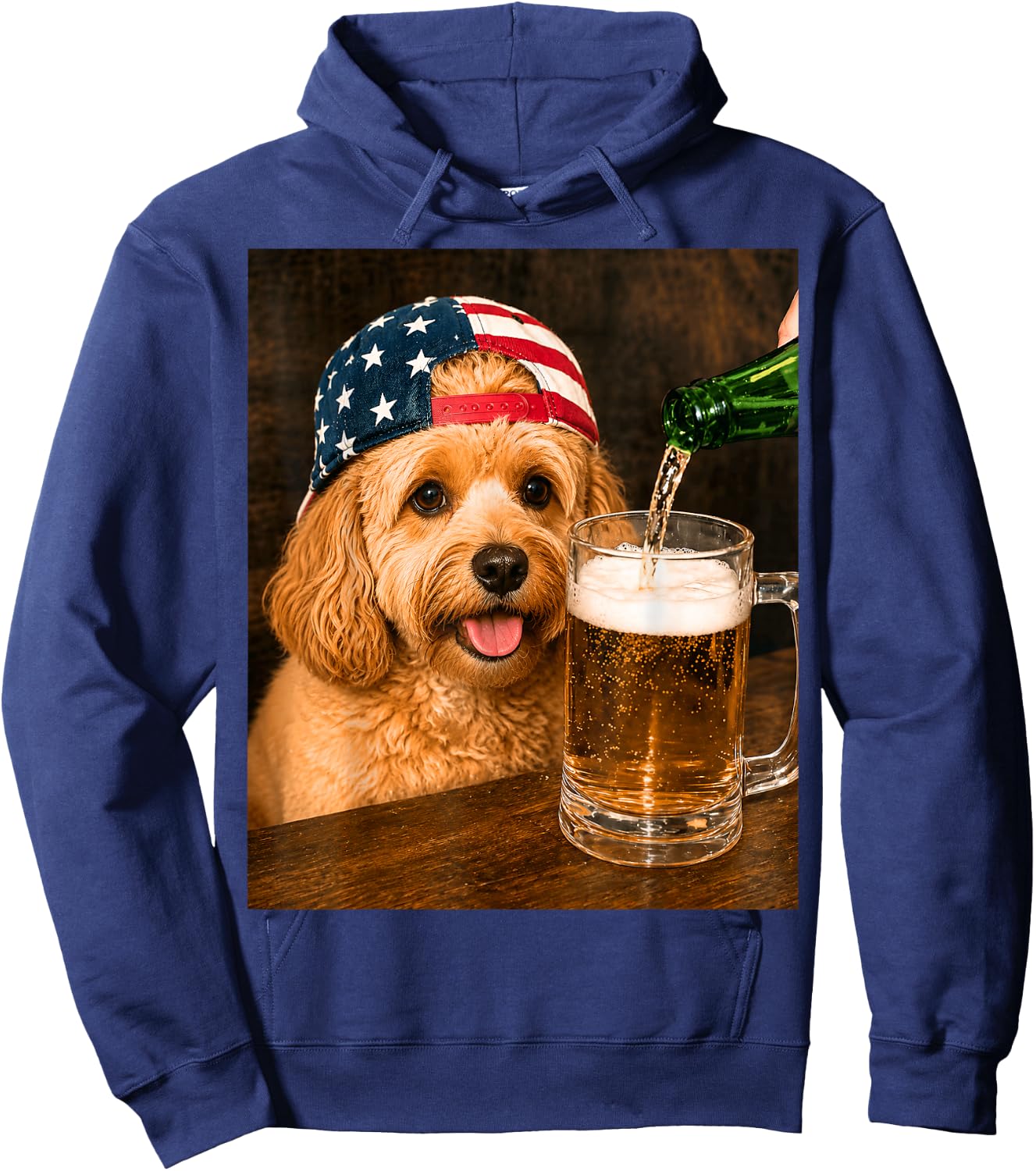 Funny Cavapoo Drinking Beer Meme Hoodie - Hoodie | Navy