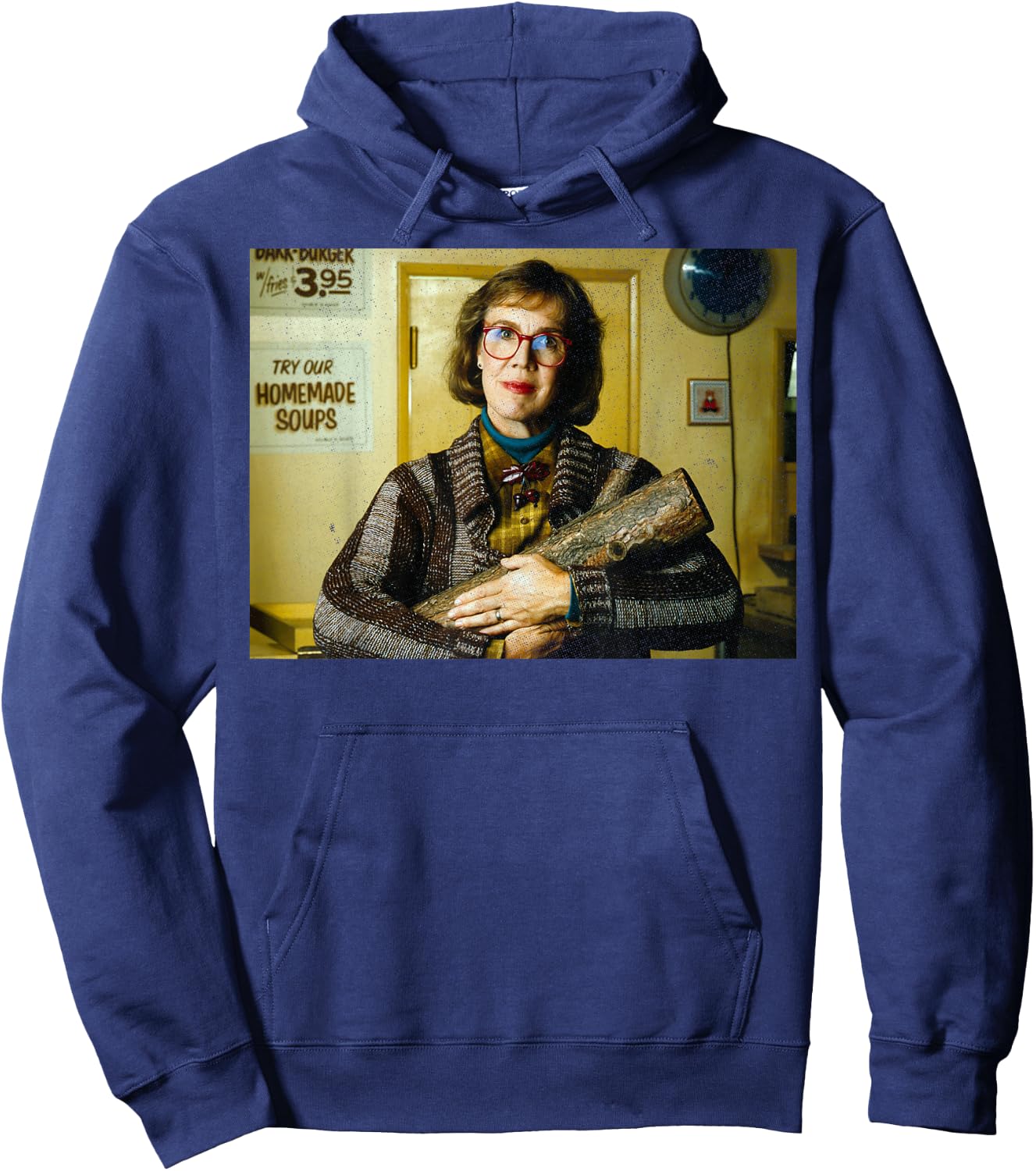 Twin Peaks Log Lady Retro Portrait Graphic Hoodie - Hoodie | Navy